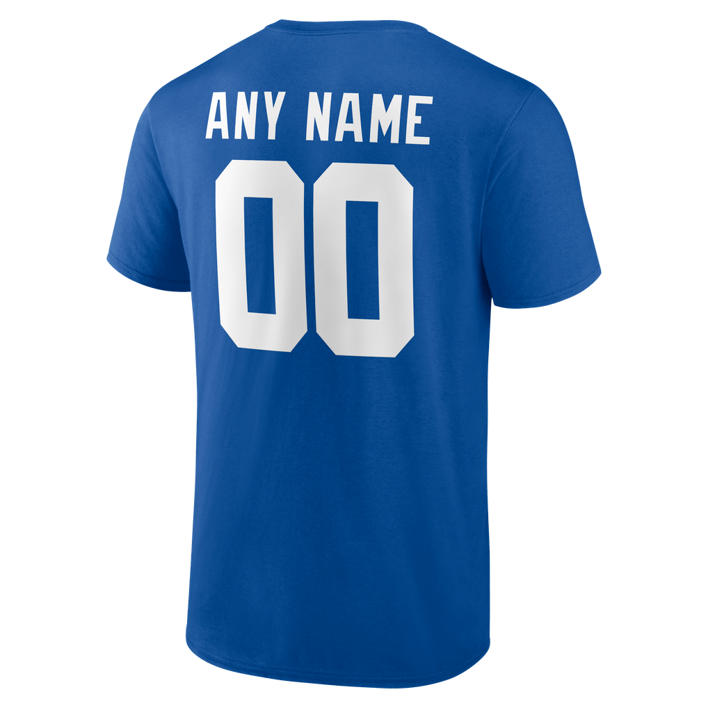 T-shirt officiel personnalisé avec nom et numéro des New York Giants - Bleu roi