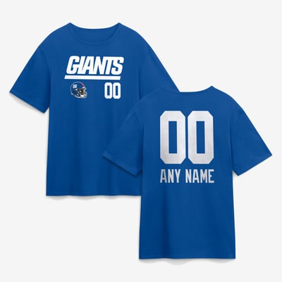 New York Giants  Touchdown Wordmark Personalized Name & Number T-Shirt - Royal