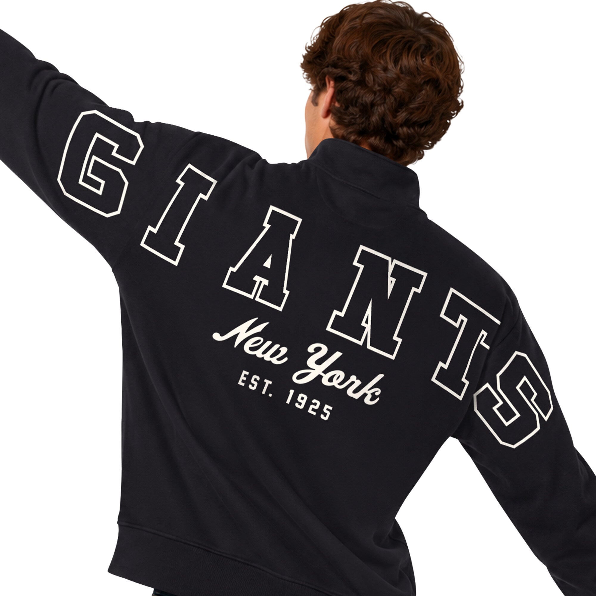 Men's Starter  Black New York Giants Thursday Night Gridiron Batwing Quarter-Zip Sweatshirt