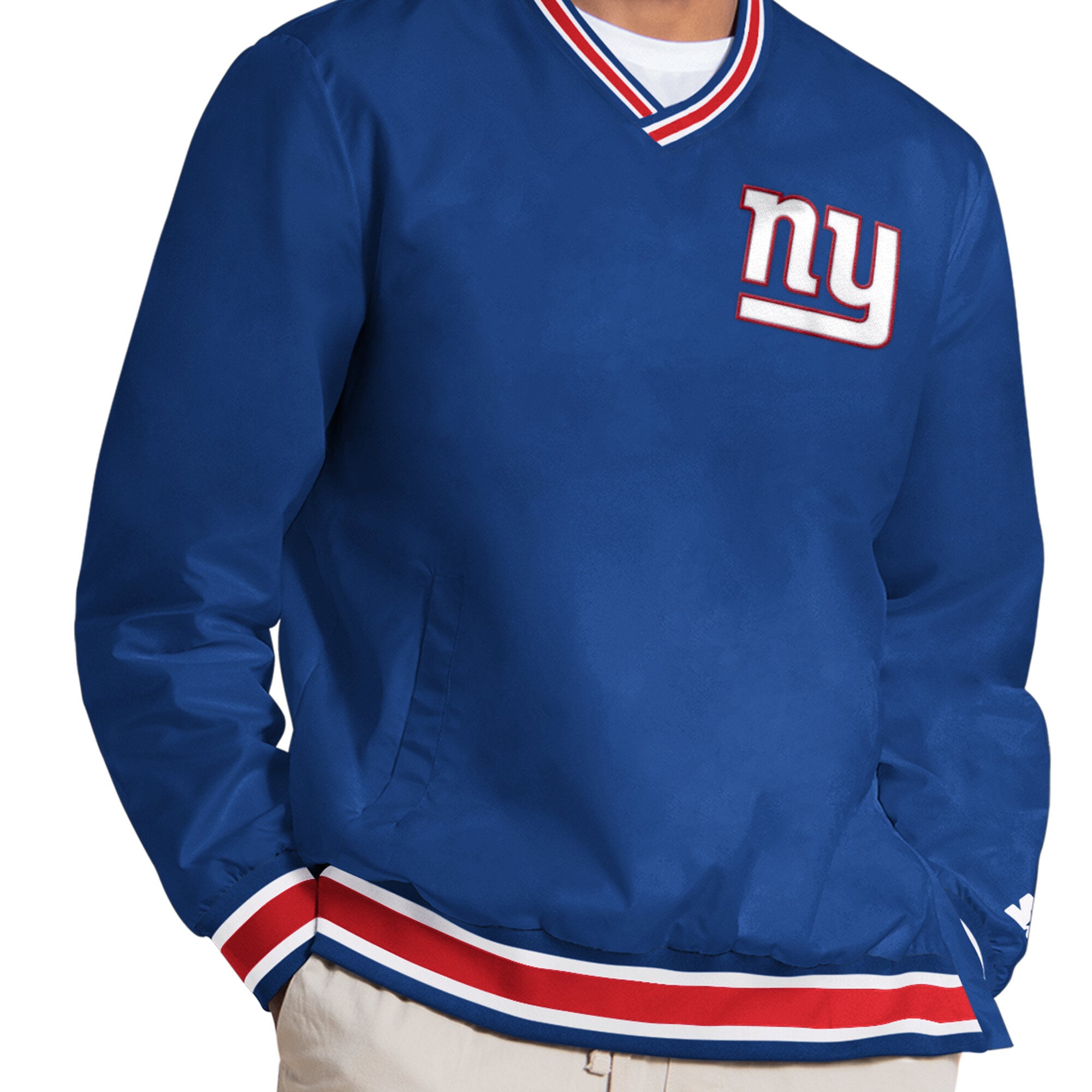 Pull à col en V Starter Cam Skattebo Royal New York Giants pour homme