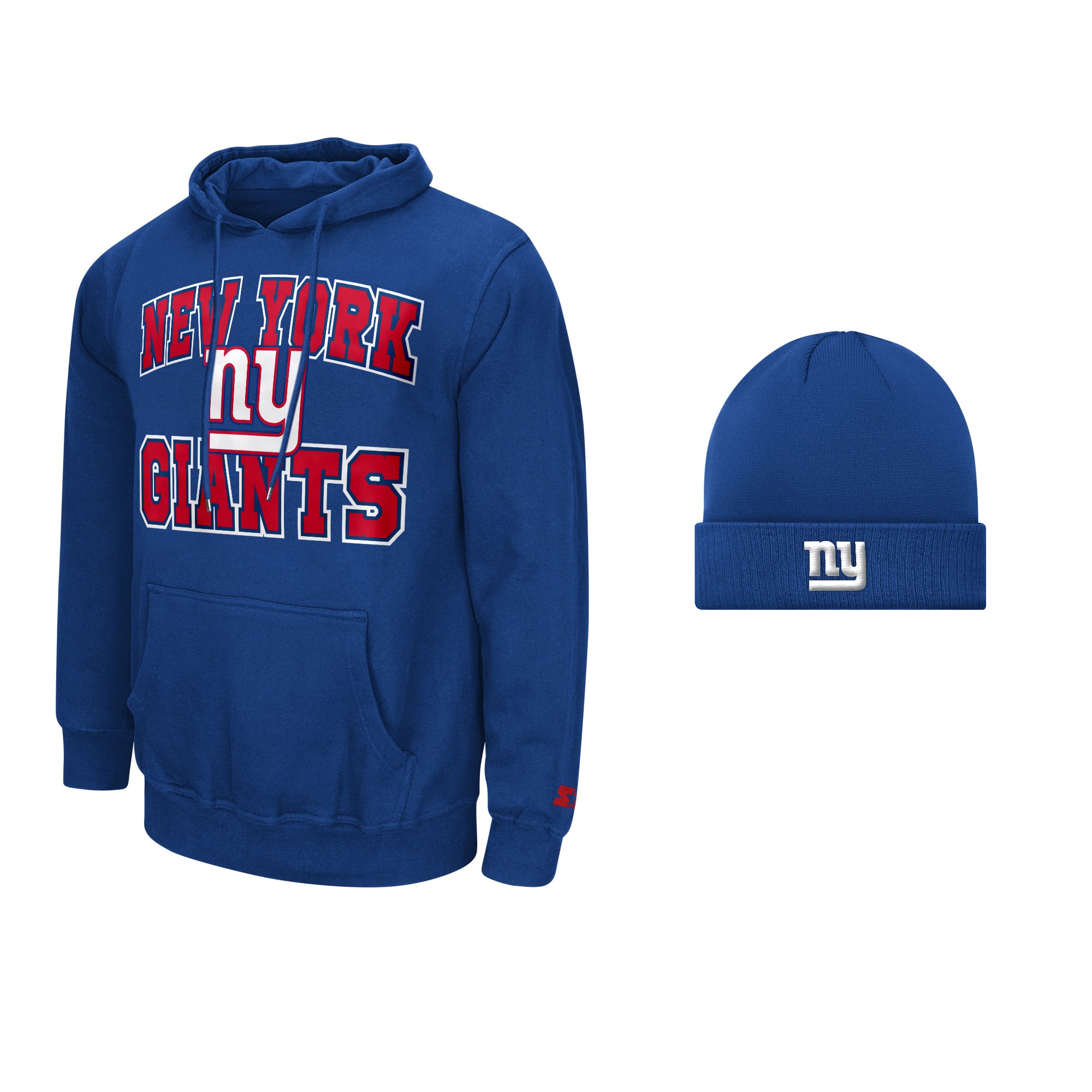 Ensemble sweat à capuche et bonnet revers Starter Royal New York Giants pour homme