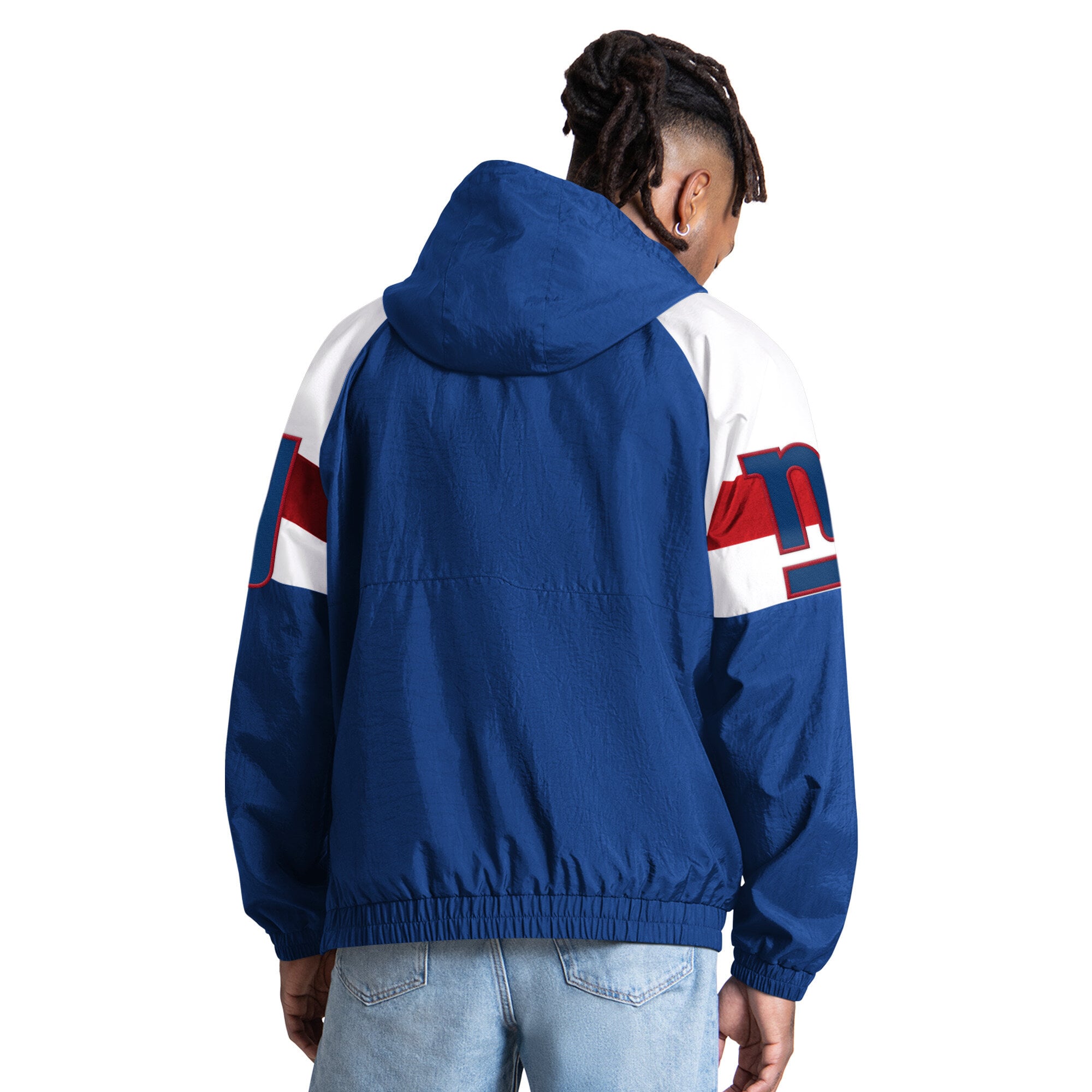 Men's Starter Royal New York Giants Street Cut Half-Zip Jacket