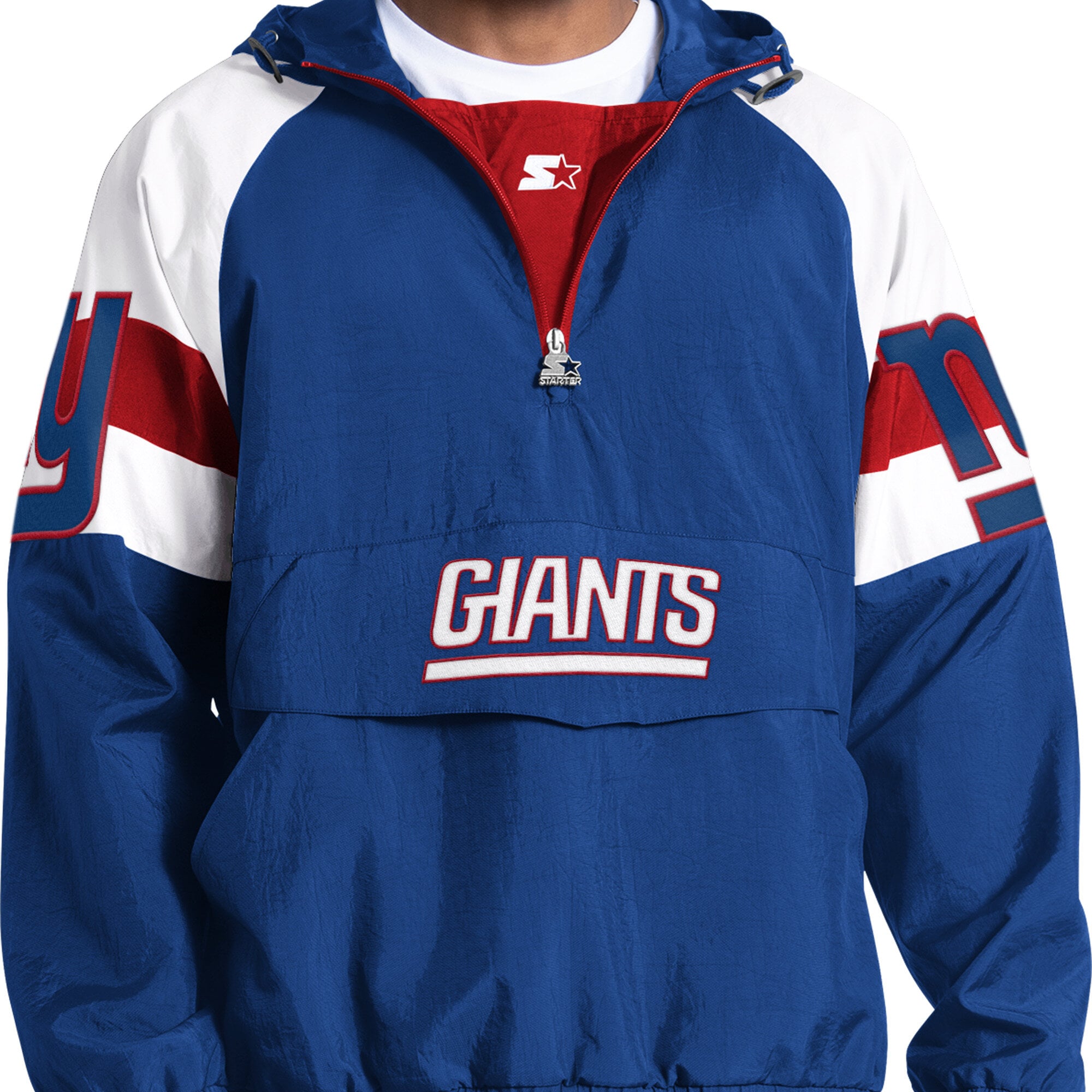 Men's Starter Royal New York Giants Street Cut Half-Zip Jacket