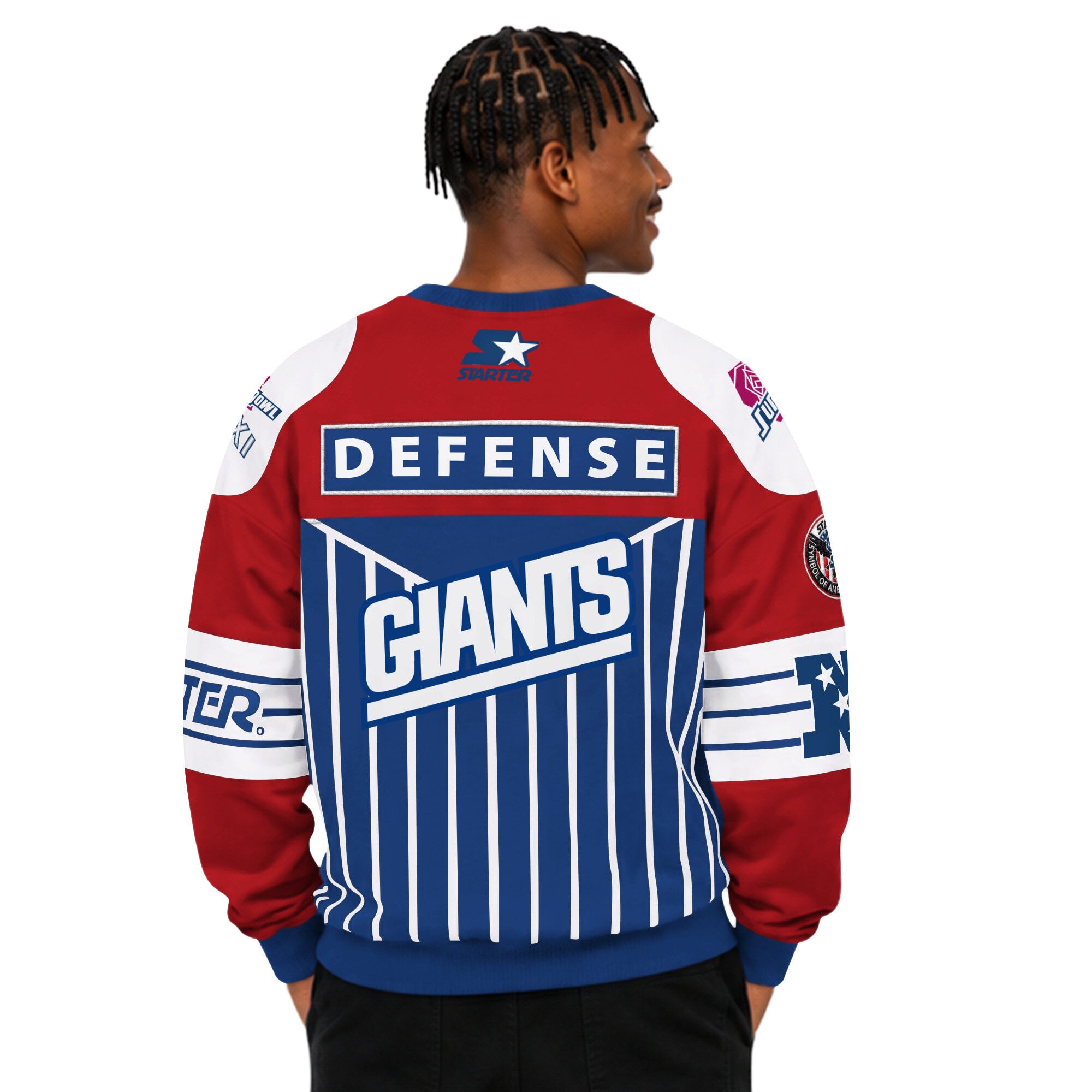 Sweat-shirt Starter Royal pour homme, New York Giants, Super Bowl XXI, classique des années 90 « Art Off the Wall ».