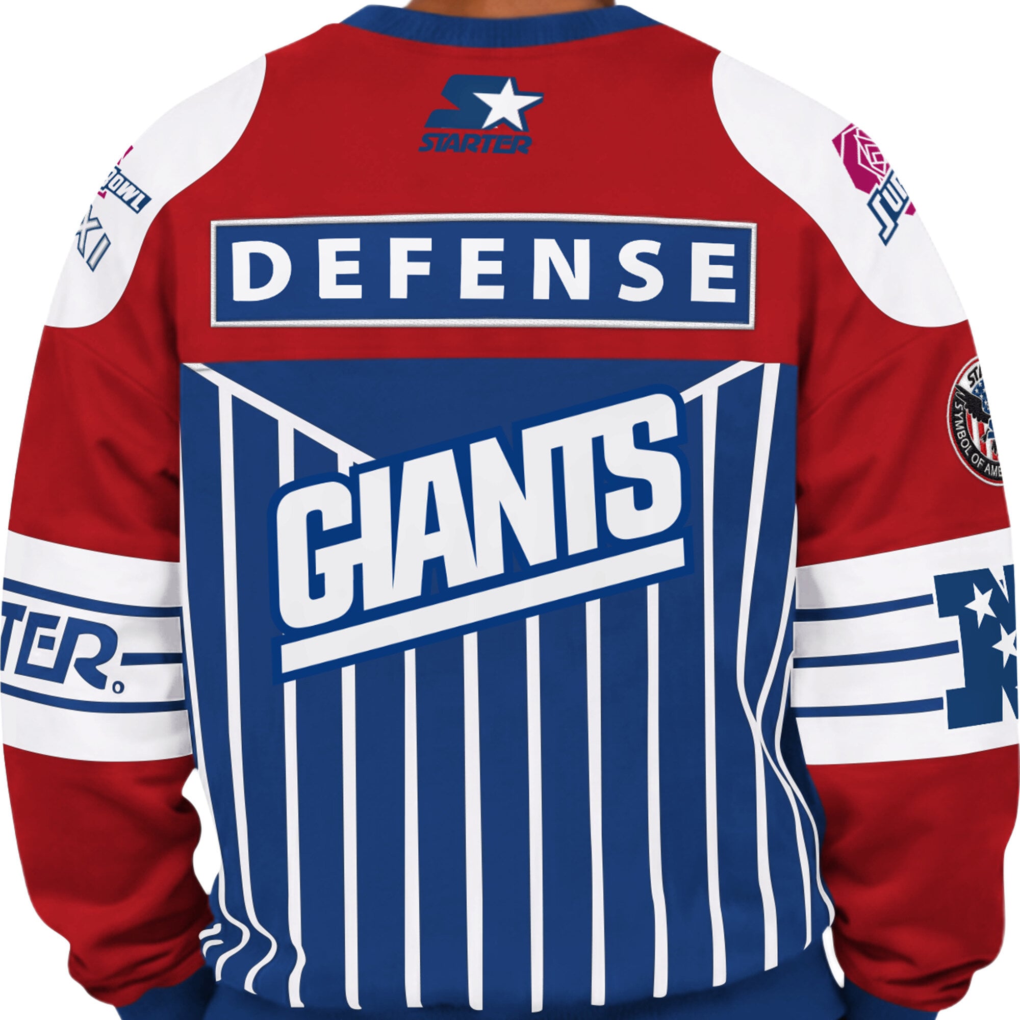 Sweat-shirt Starter Royal pour homme, New York Giants, Super Bowl XXI, classique des années 90 « Art Off the Wall ».