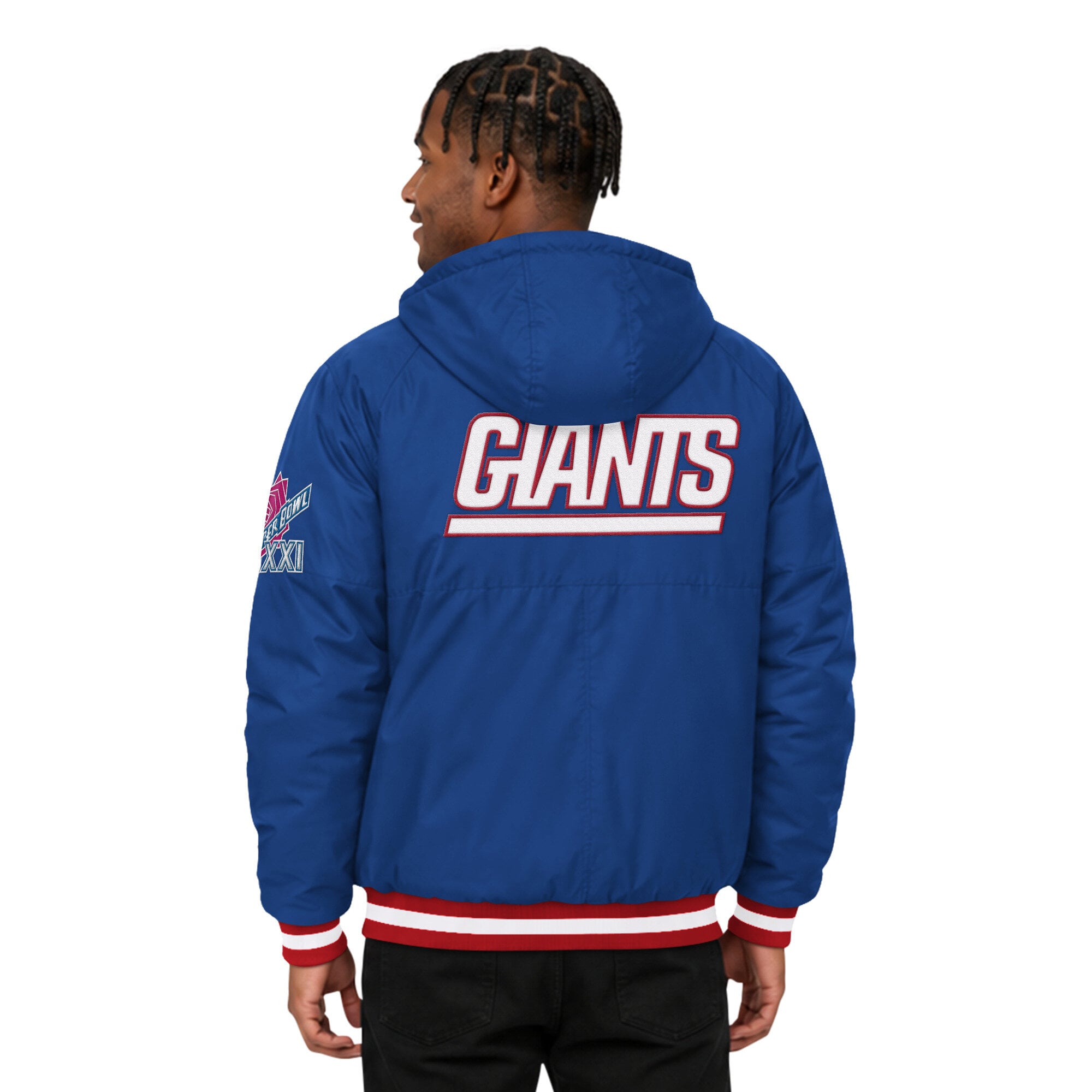 Parka à capuche Starter Royal New York Giants Super Bowl XXI pour homme