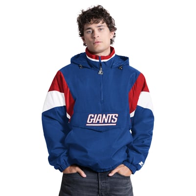 New York Giants Starter The Throwback Half-Zip Hooded Jacket - Royal