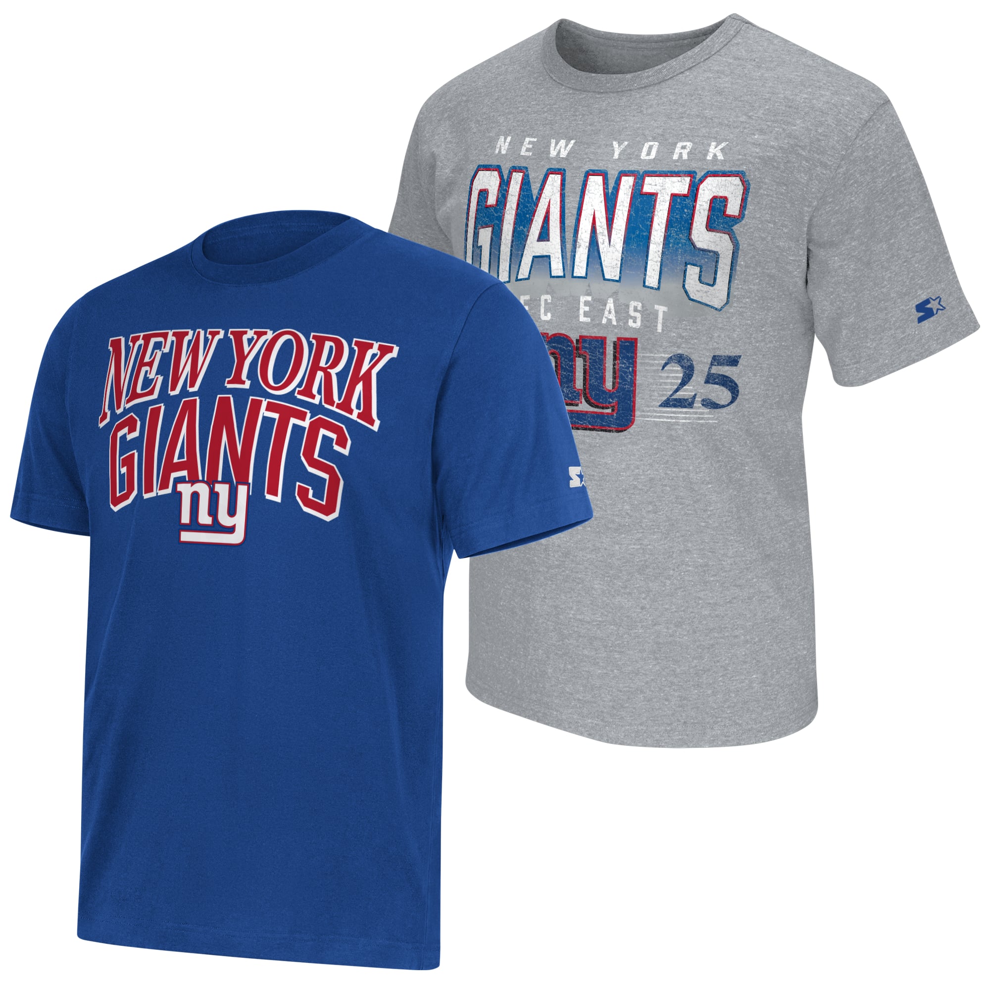Men's Starter Royal/Heather Gray New York Giants Two-Pack Logo T-Shirt Set