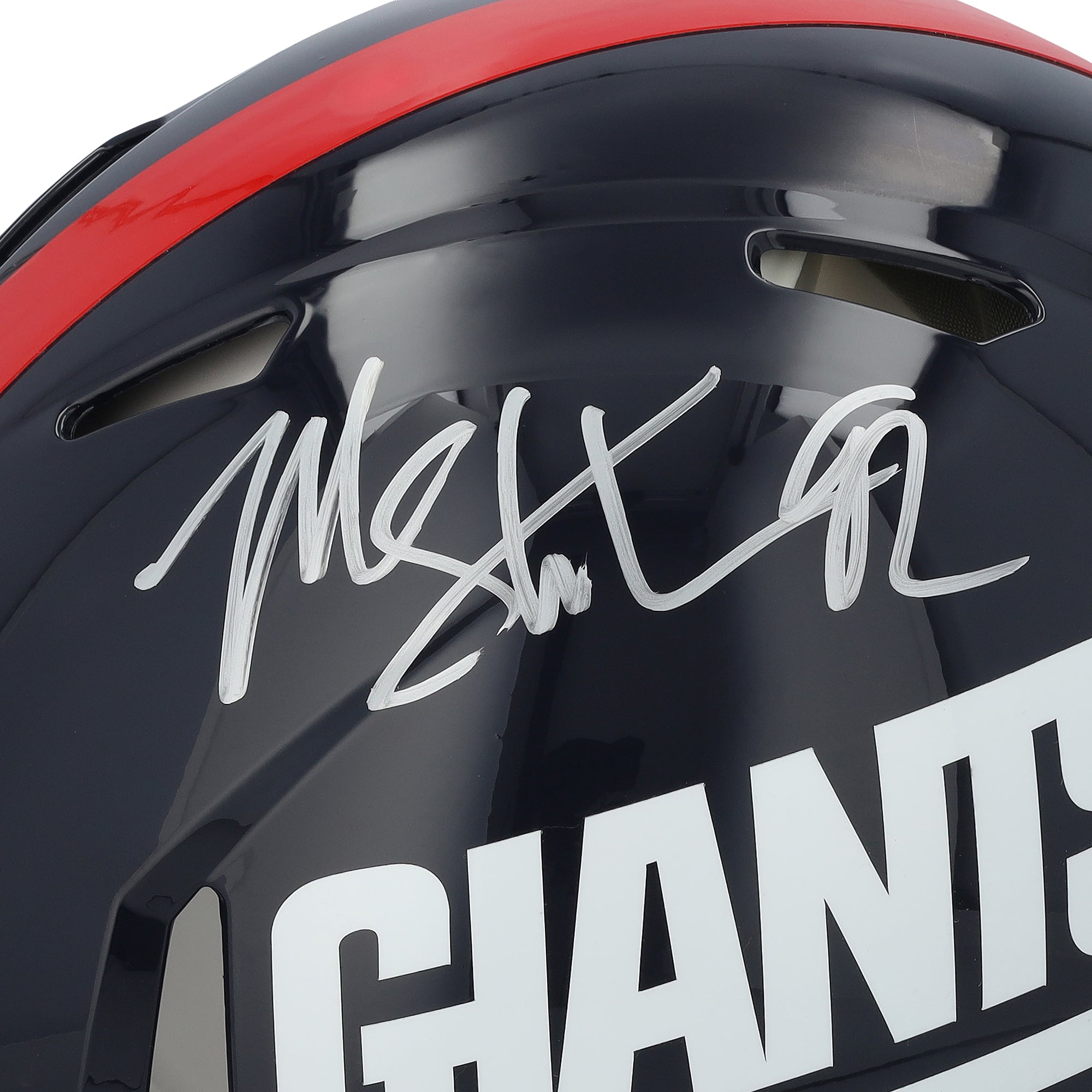 Casque Riddell authentique rétro Speed ​​autographié par Michael Strahan des Giants de New York (1980-1999)