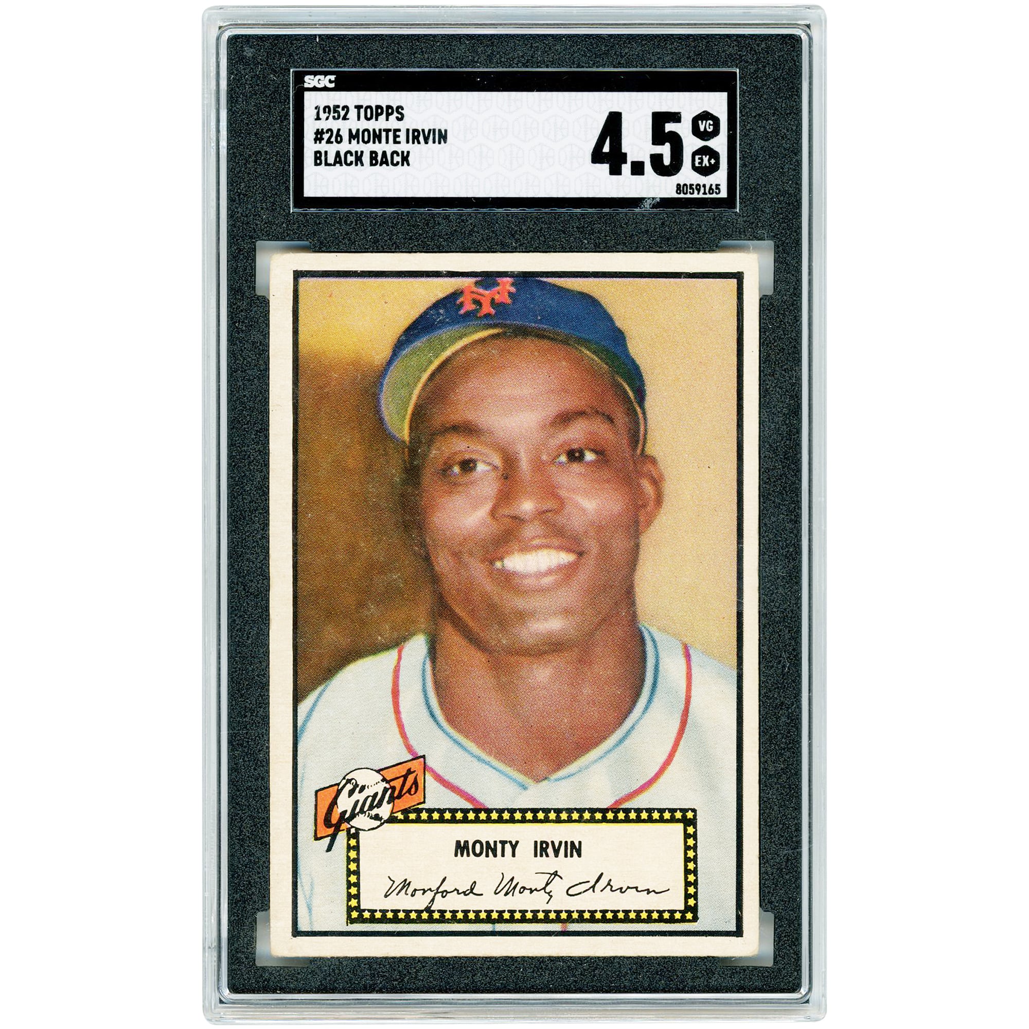 Monte Irvin New York Giants 1952 Topps Black Back #26 SGC Authenticated 4.5 Card