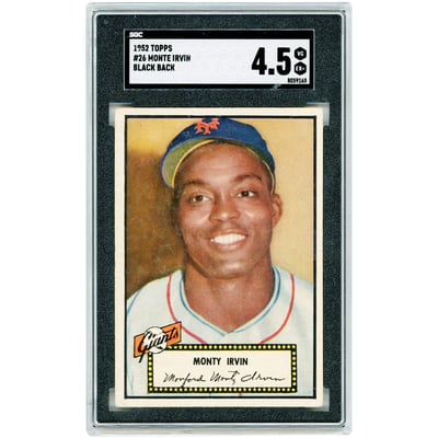 Monte Irvin New York Giants 1952 Topps Black Back #26 SGC Authenticated 4.5 Card