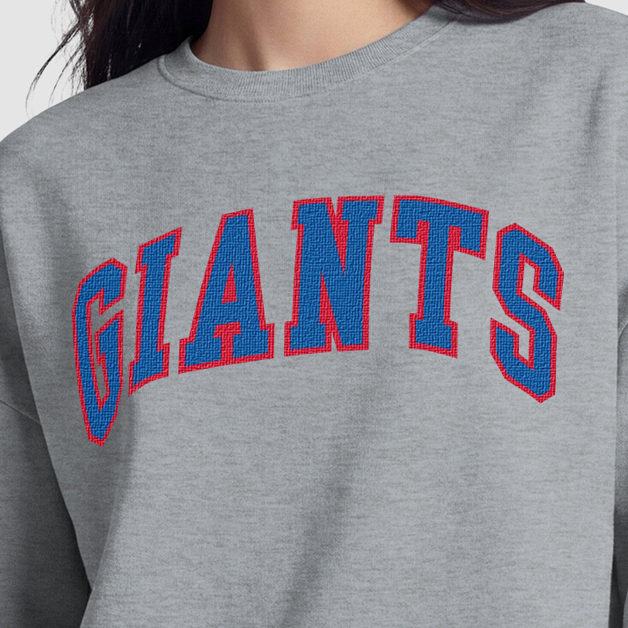 Sweat-shirt à doublure contrastée pour femme, New York Giants Champion - Gris chiné