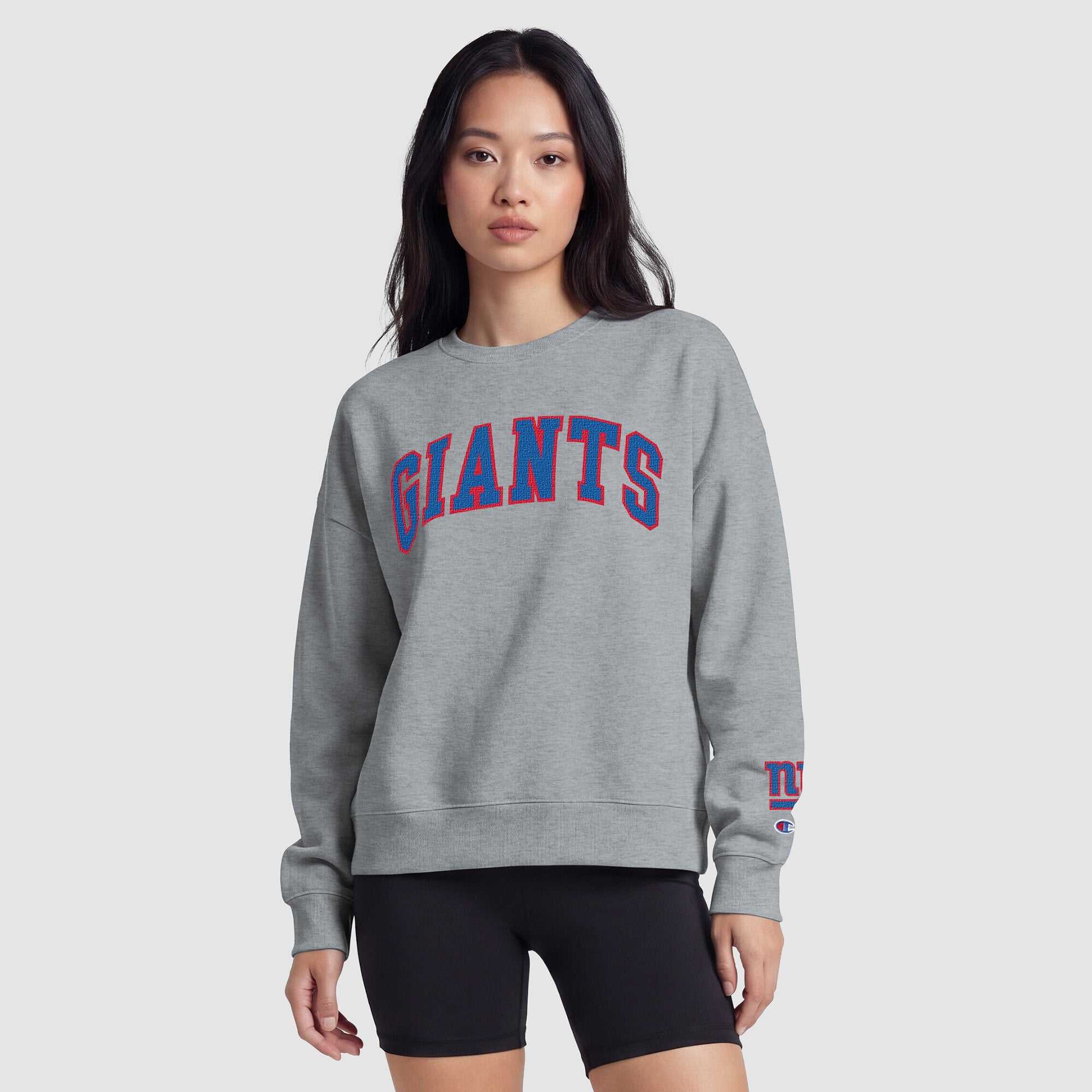 New York Giants Champion Women's Contrast Lined Sweatshirt - Heather Gray