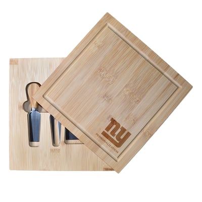 New York Giants Customized Bamboo Cutting Board with Utensils
