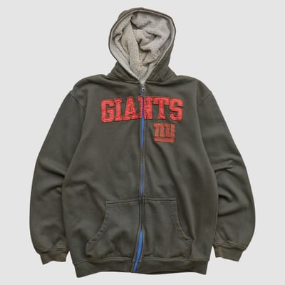 New York Giants NFL 2010s Hooded Full Zip Sweatshirt - Brown - XS by Fanatics Real Vintage