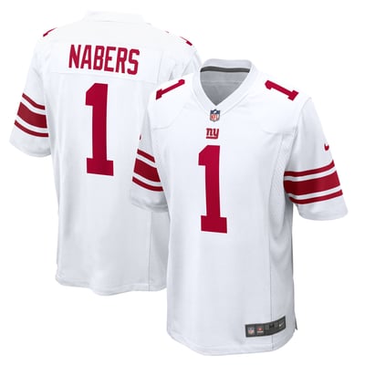 New York Giants Nike Game Road Jersey - White - Malik Nabers - Mens