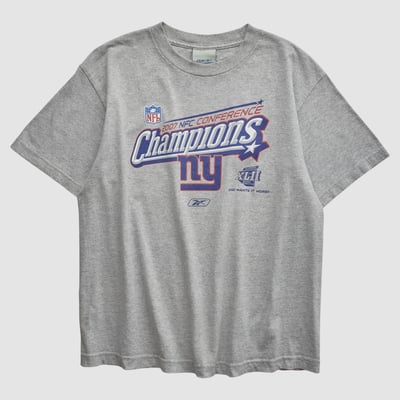 New York Giants Reebok 2007 T-shirt - Heather Gray - S by Fanatics Real Vintage