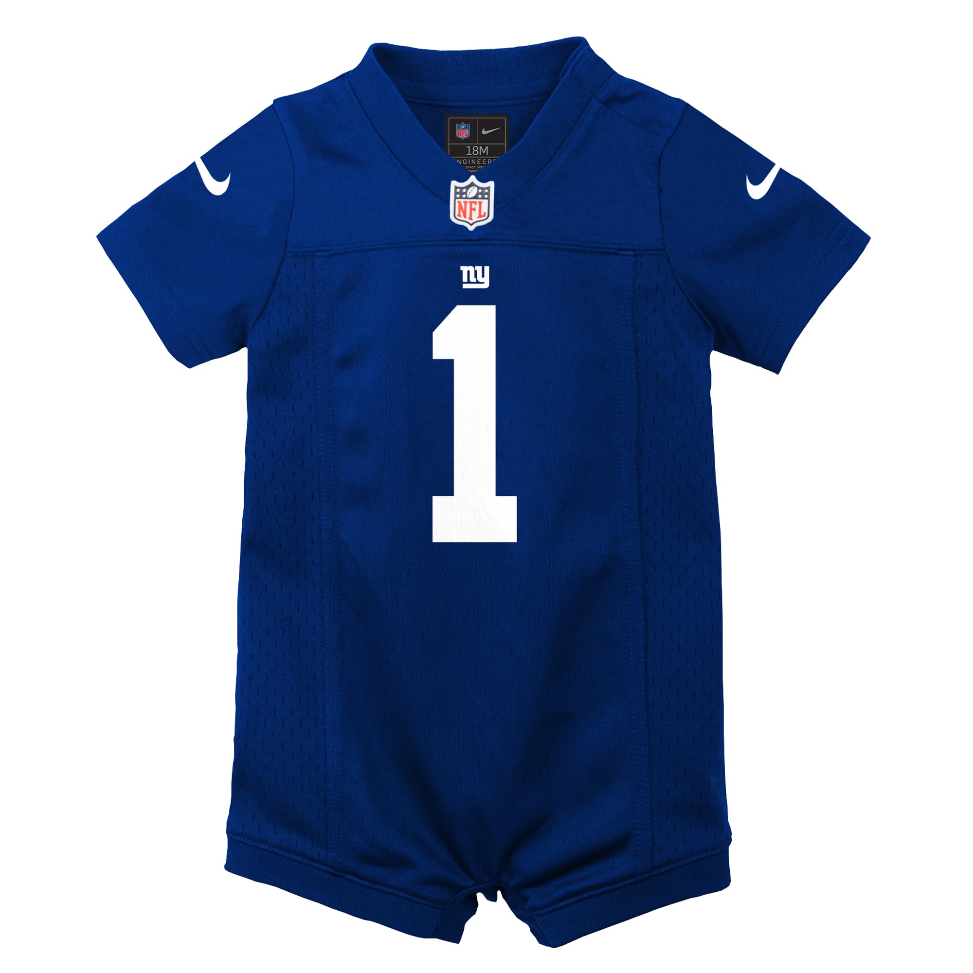 Newborn Nike Malik Nabers Royal New York Giants Romper Game Jersey