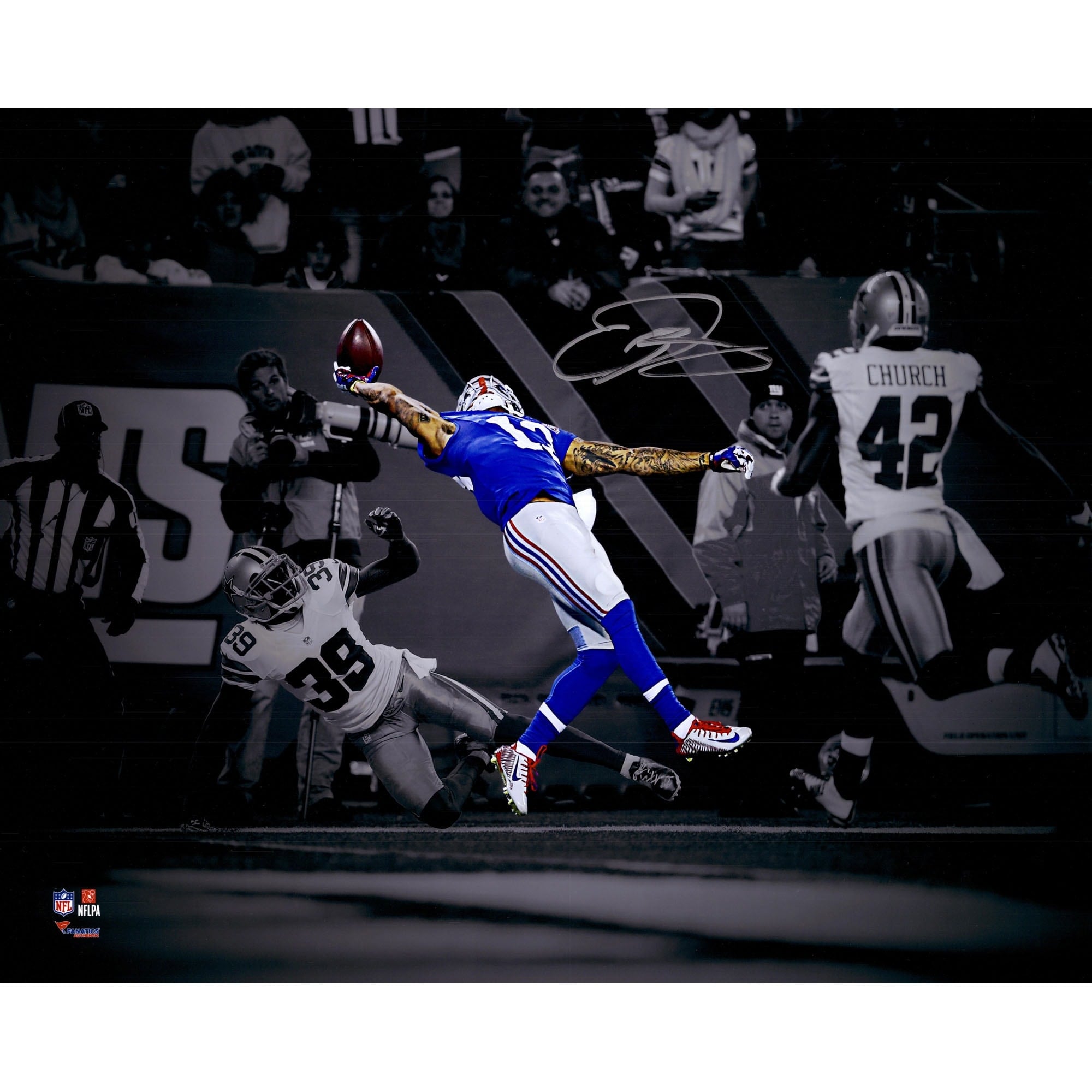 Odell Beckham Jr. New York Giants Autographed 16" x 20" One-Handed Catch Spotlight Photograph