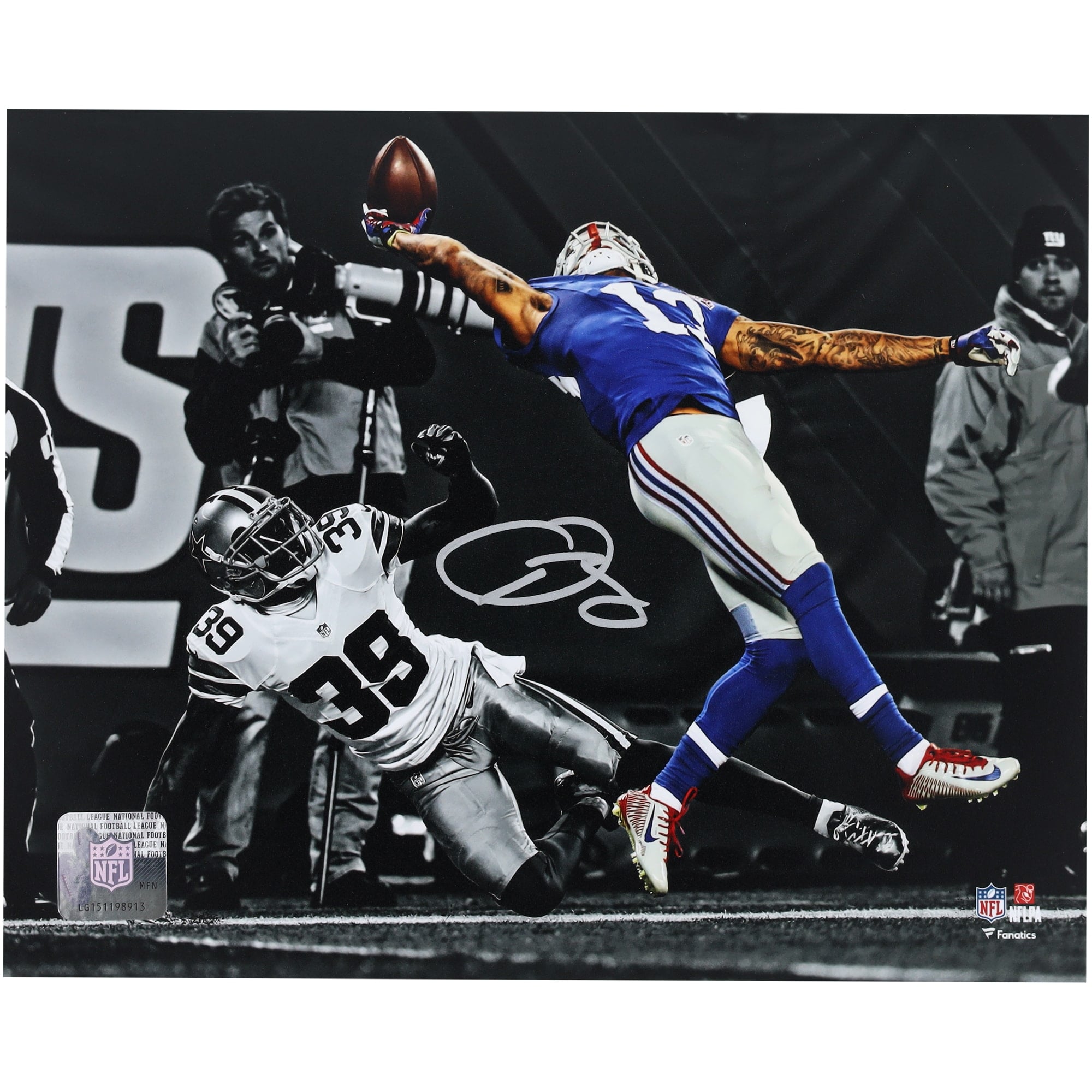 Odell Beckham Jr. New York Giants Autographed 8" x 10" One-Handed Catch Spotlight Photograph