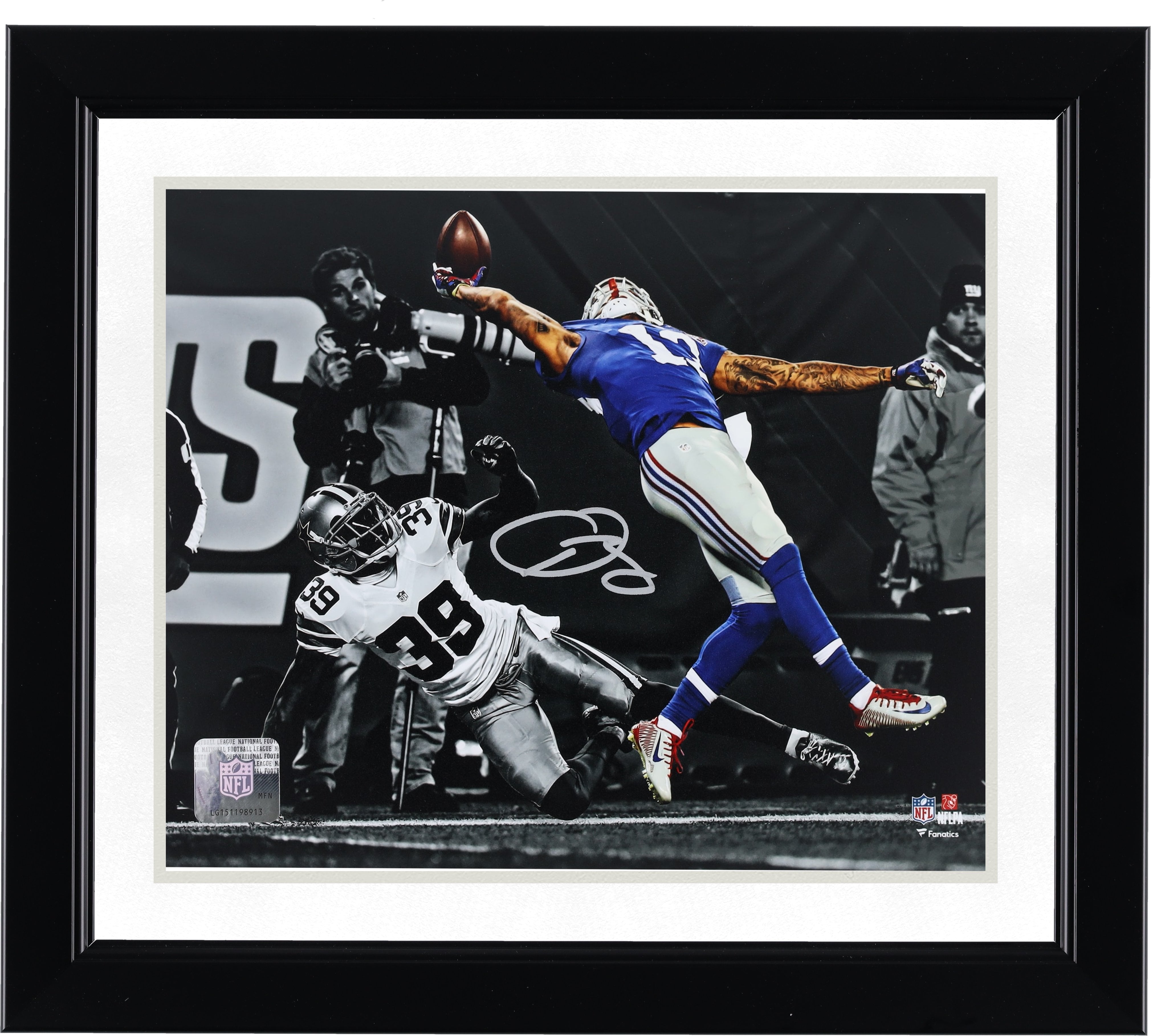 Odell Beckham Jr. New York Giants Autographed 8" x 10" One-Handed Catch Spotlight Photograph