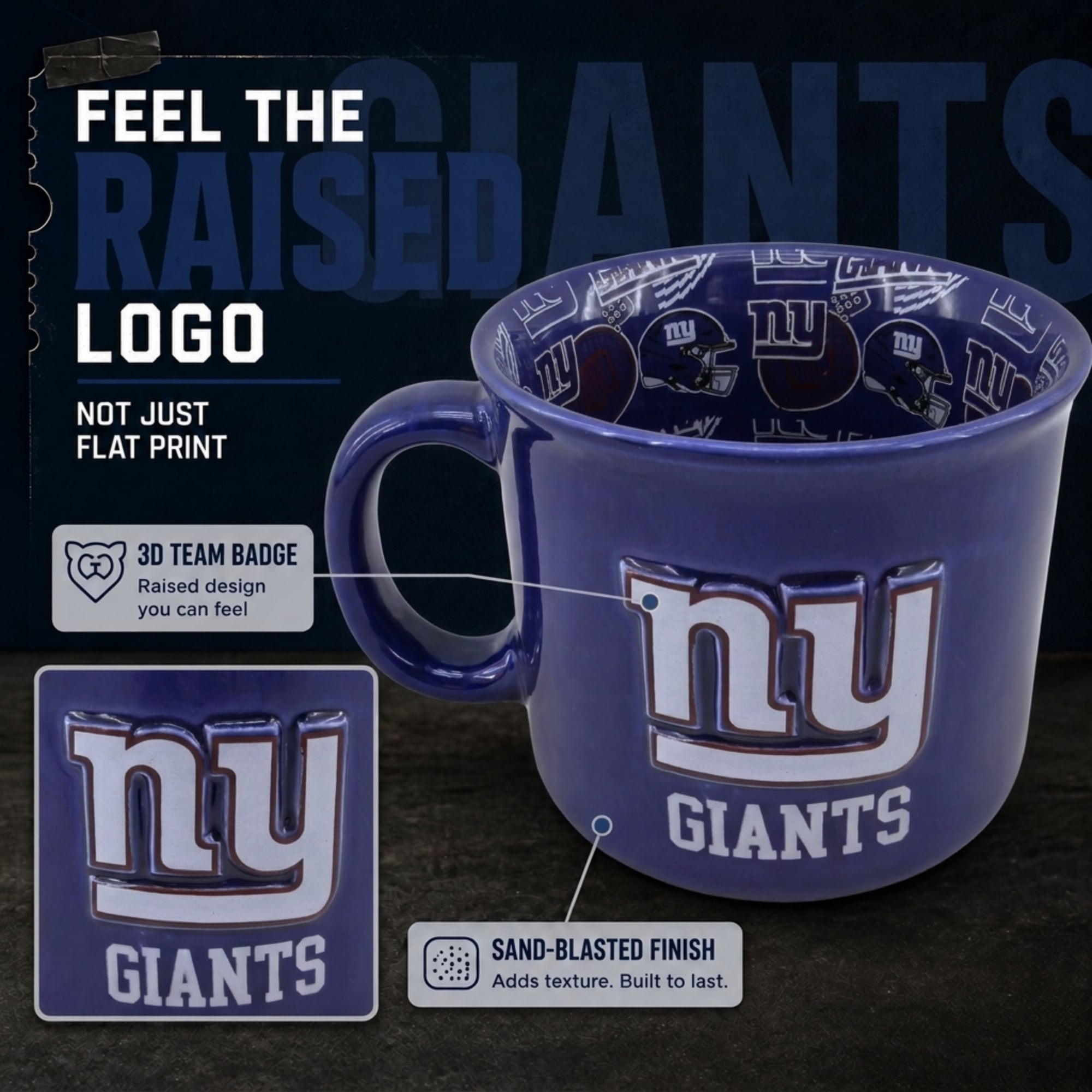 Mug Pegasus New York Giants 17 oz (482 ml) à l'envers