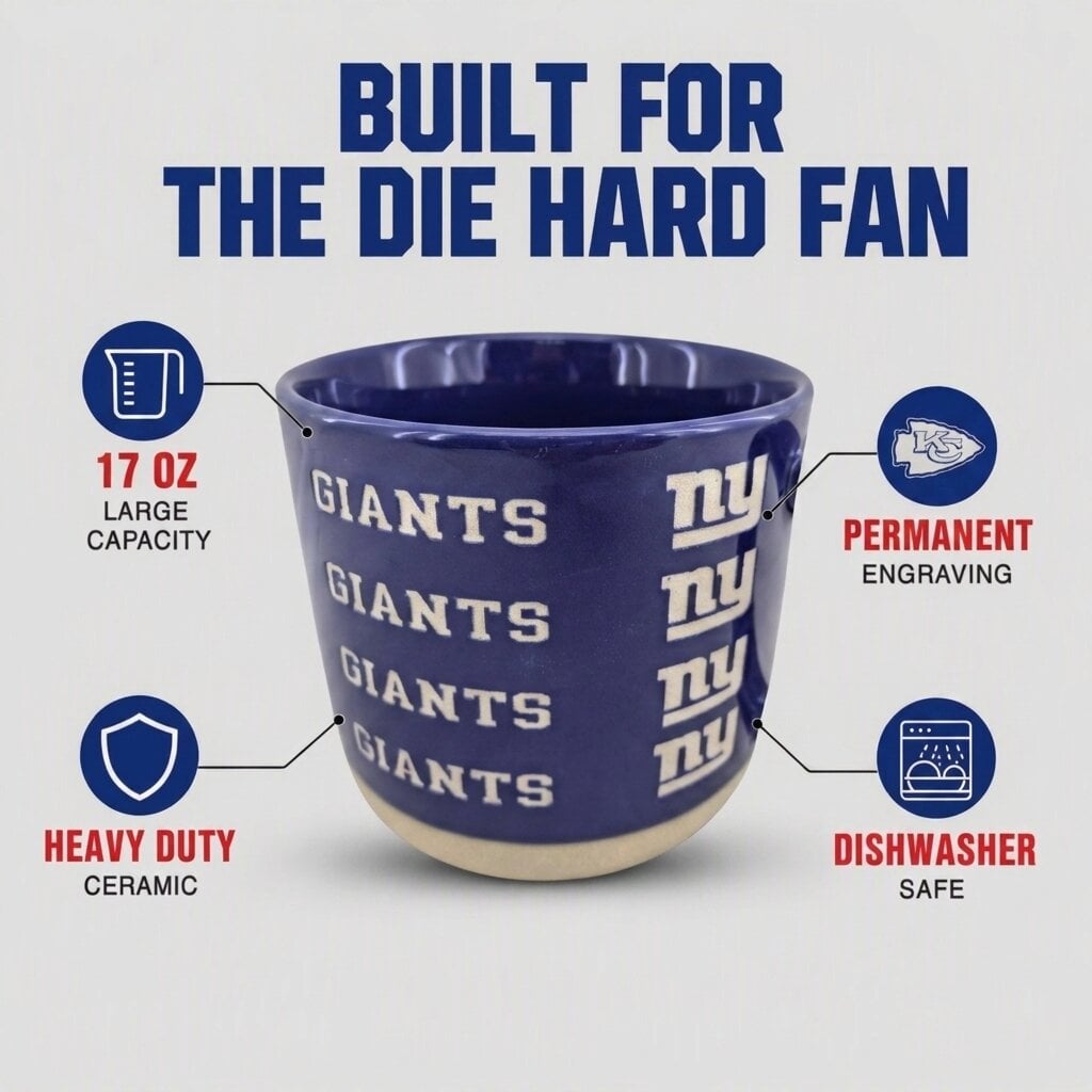 Mug Pegasus New York Giants 17 oz, logo ton sur ton, finition sablée