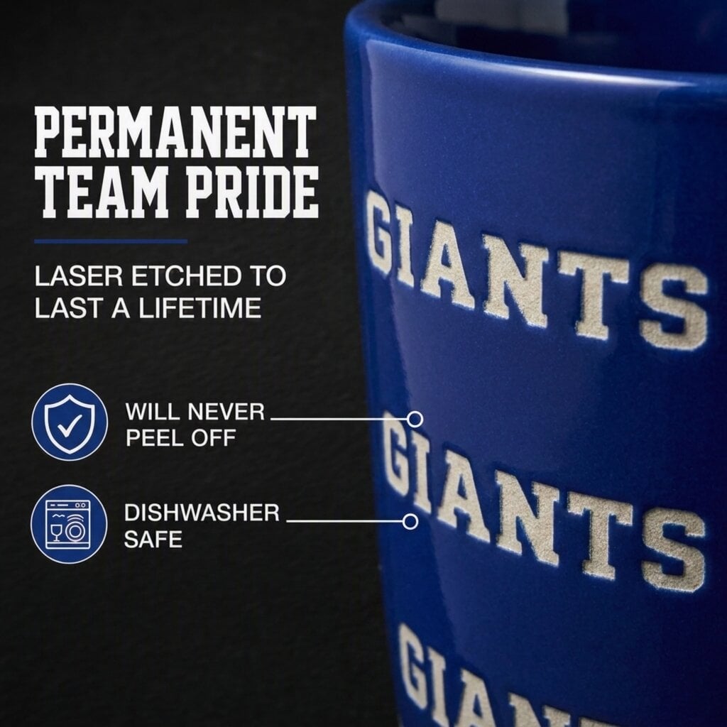 Mug Pegasus New York Giants 17 oz, logo ton sur ton, finition sablée