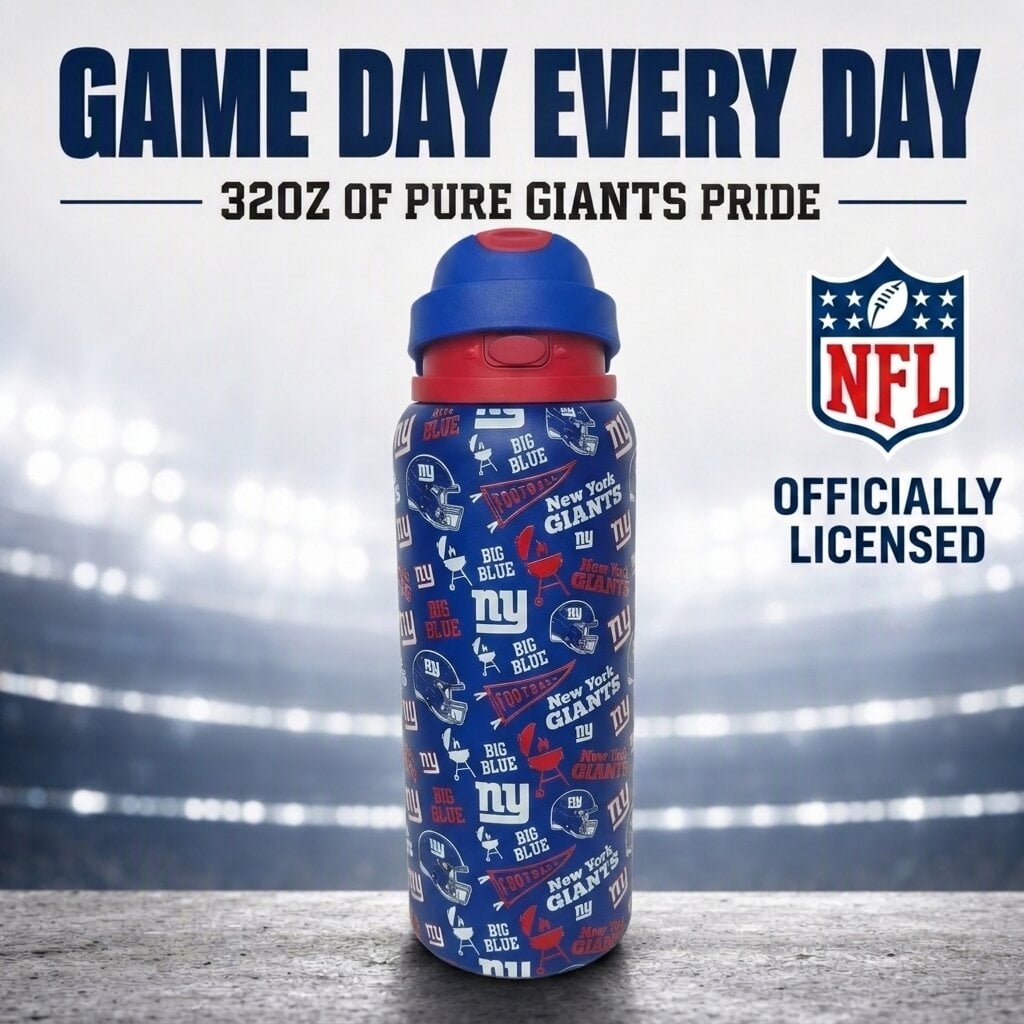 Gourde Pegasus New York Giants 32 oz en acier inoxydable ProPress avec fanion pour les jours de match