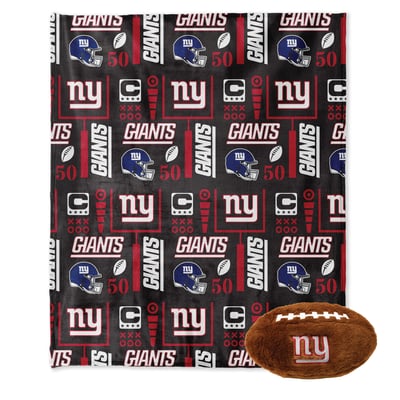 New York Giants Pegasus 50" x 60" Blackout Team Spirit Ultra Soft Throw & Plush Football Combo Pack