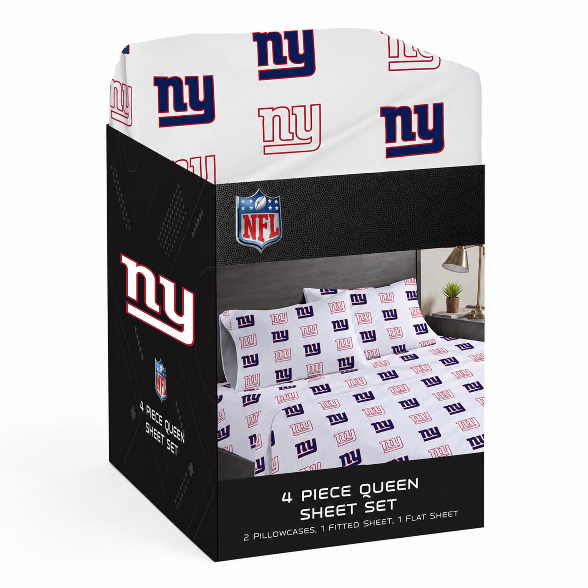 Ensemble de draps quatre pièces Pegasus New York Giants pour lit queen