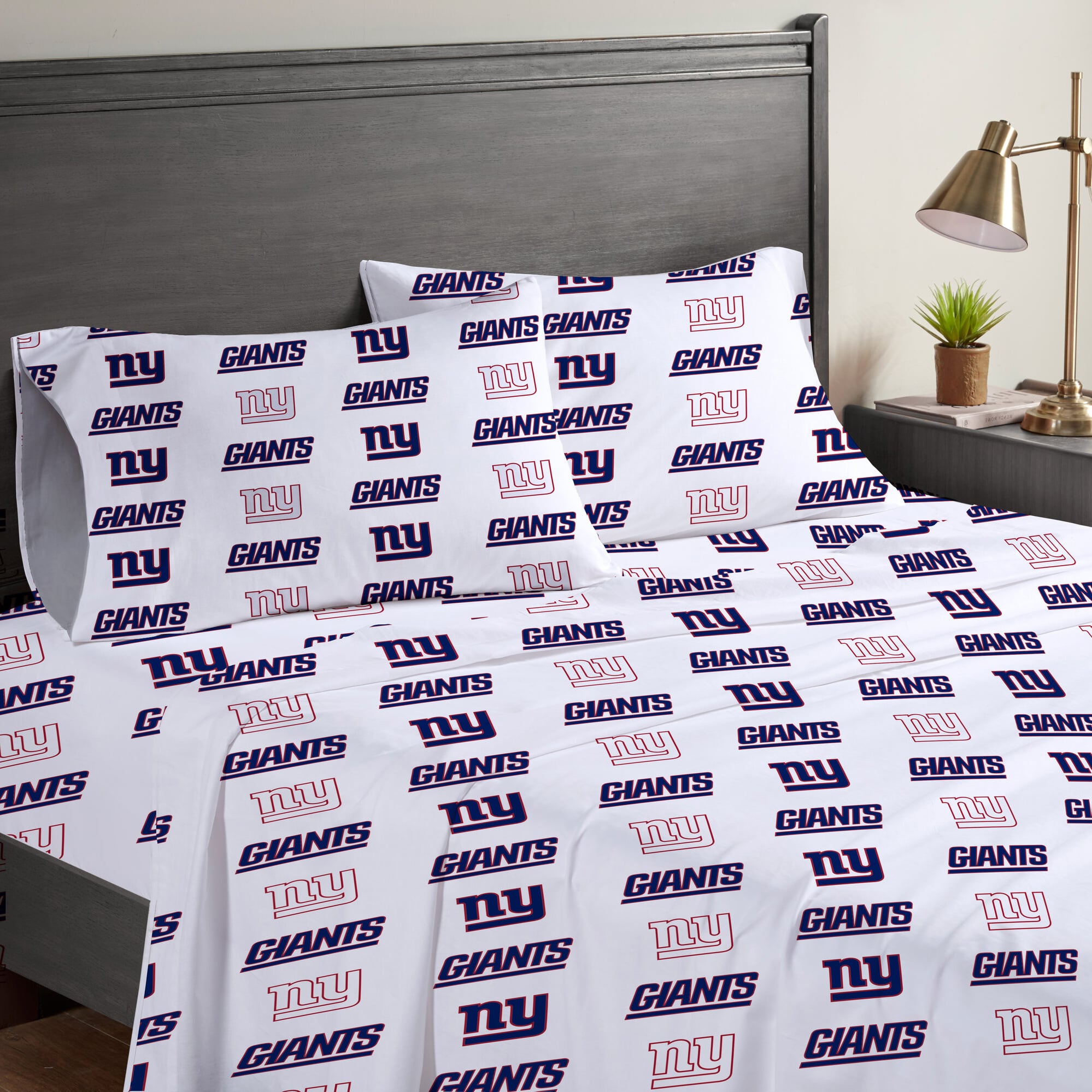 Ensemble de draps quatre pièces Pegasus New York Giants pour lit queen
