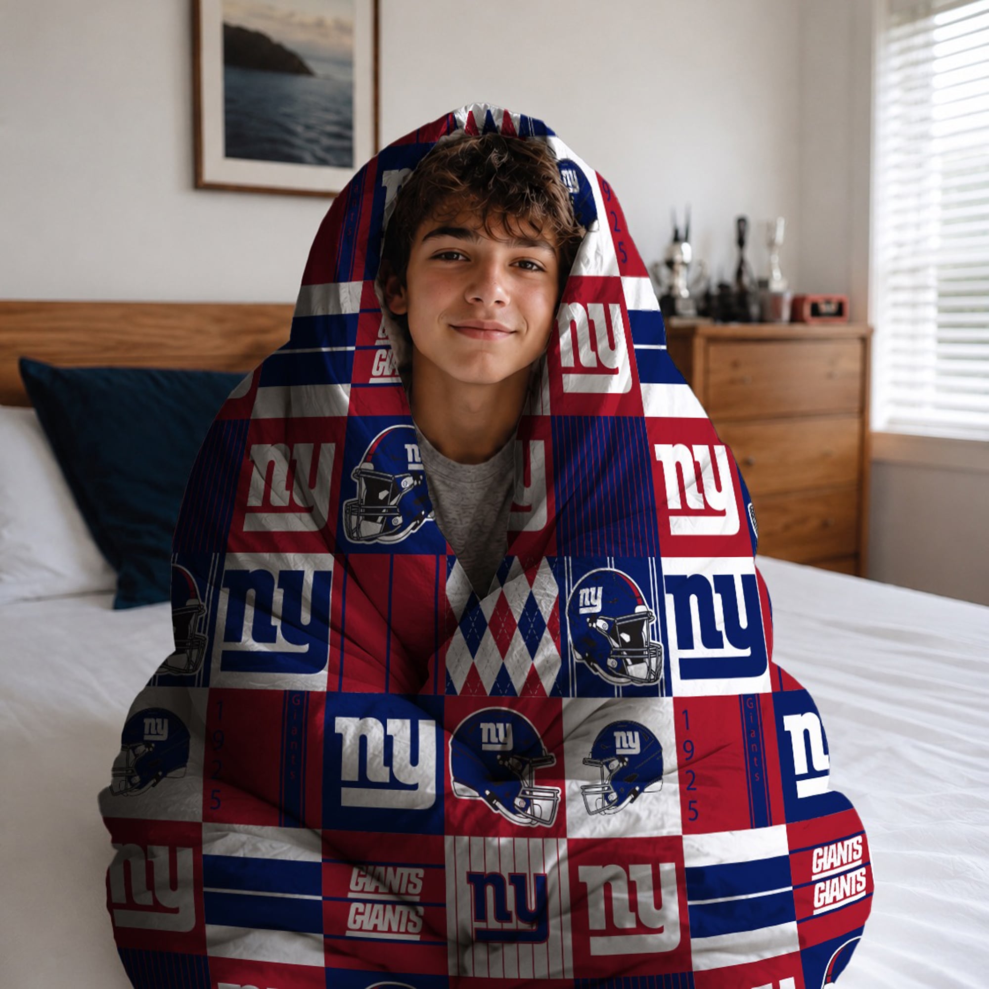 Pegasus New York Giants Patchwork Plaid Two-Piece Twin/Twin XL Bed in a Bag Set