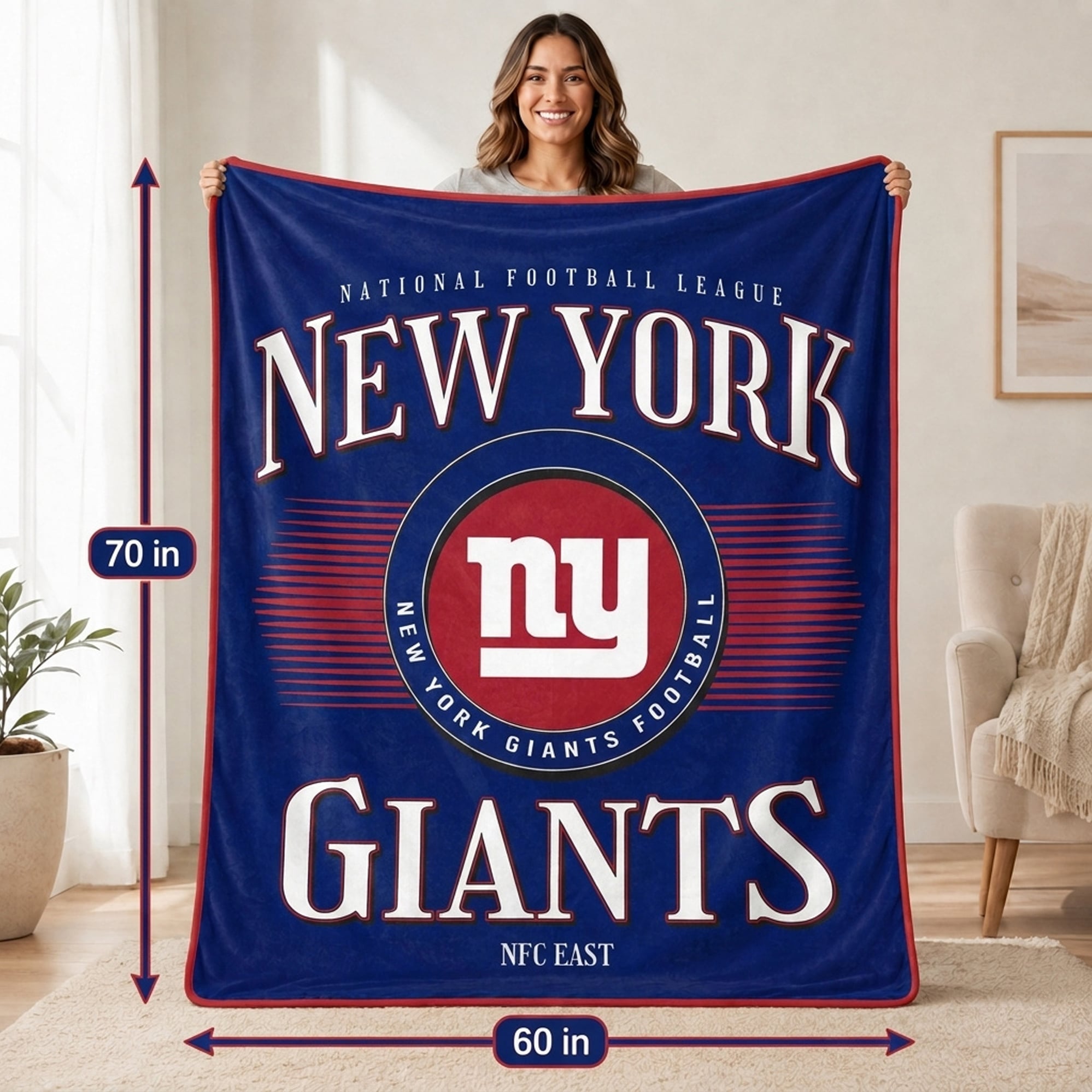 Couverture ultra douce Pegasus New York Giants Spotlight Arch 60" x 70"
