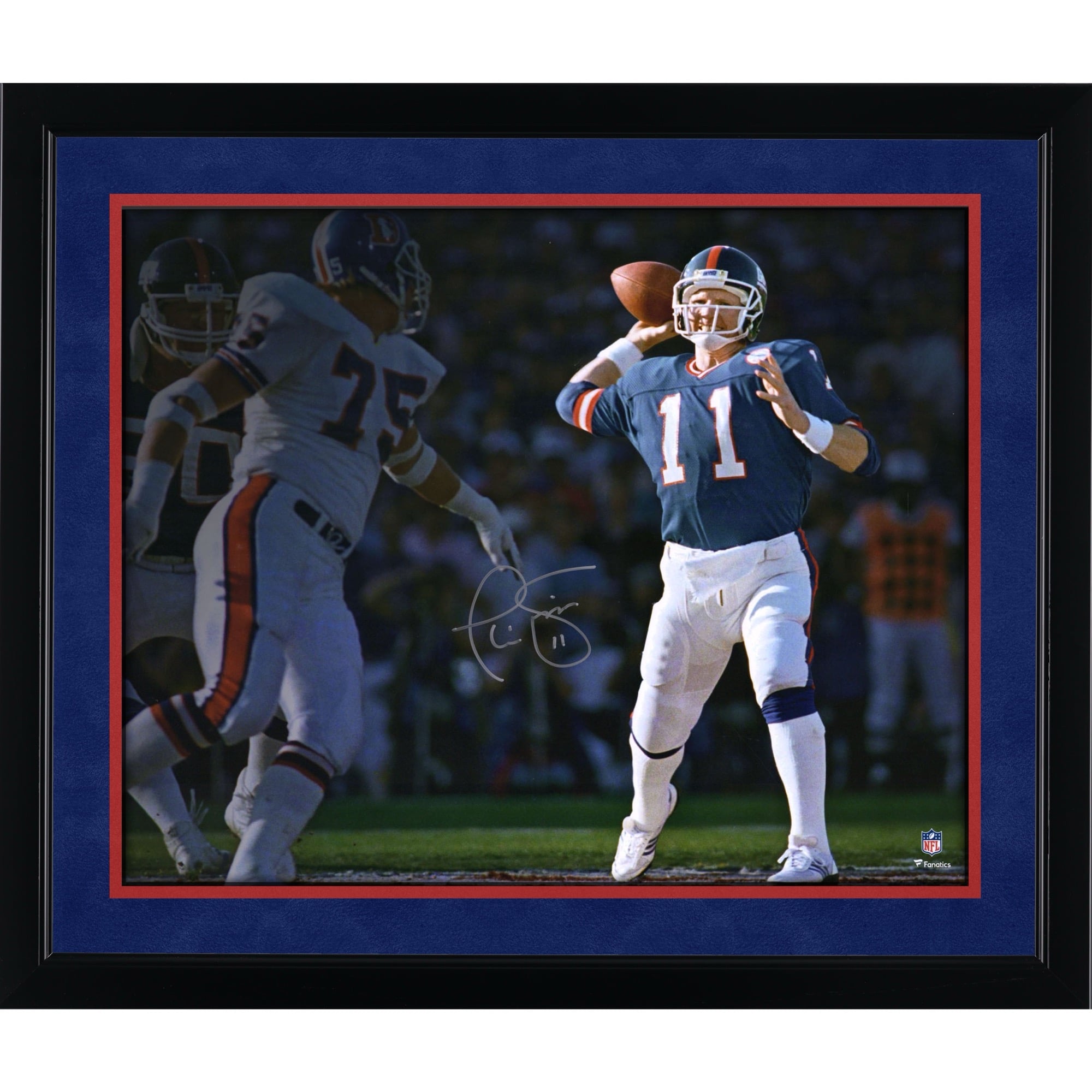 Photo dédicacée de Phil Simms (New York Giants) - Super Bowl XXI contre les Broncos (40,6 x 50,8 cm)