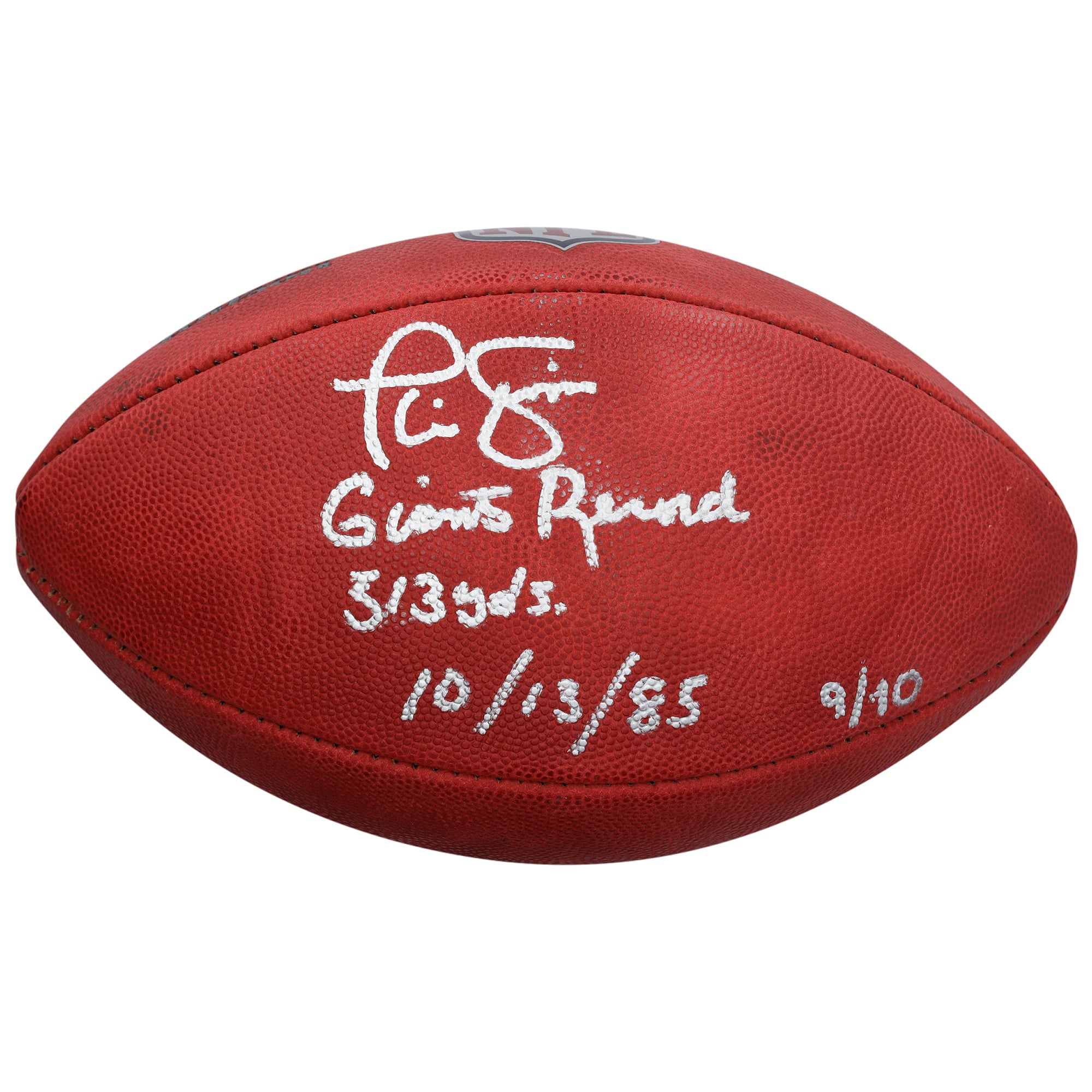 Ballon de football américain Duke, autographié par Phil Simms (New York Giants), en couleurs et avec plusieurs inscriptions - Édition limitée à 10 exemplaires