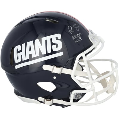 Phil Simms New York Giants Autographed Fanatics Authentic Riddell 1980-1999 Throwback Speed Authentic Helmet with "SB XXI MVP" Inscription