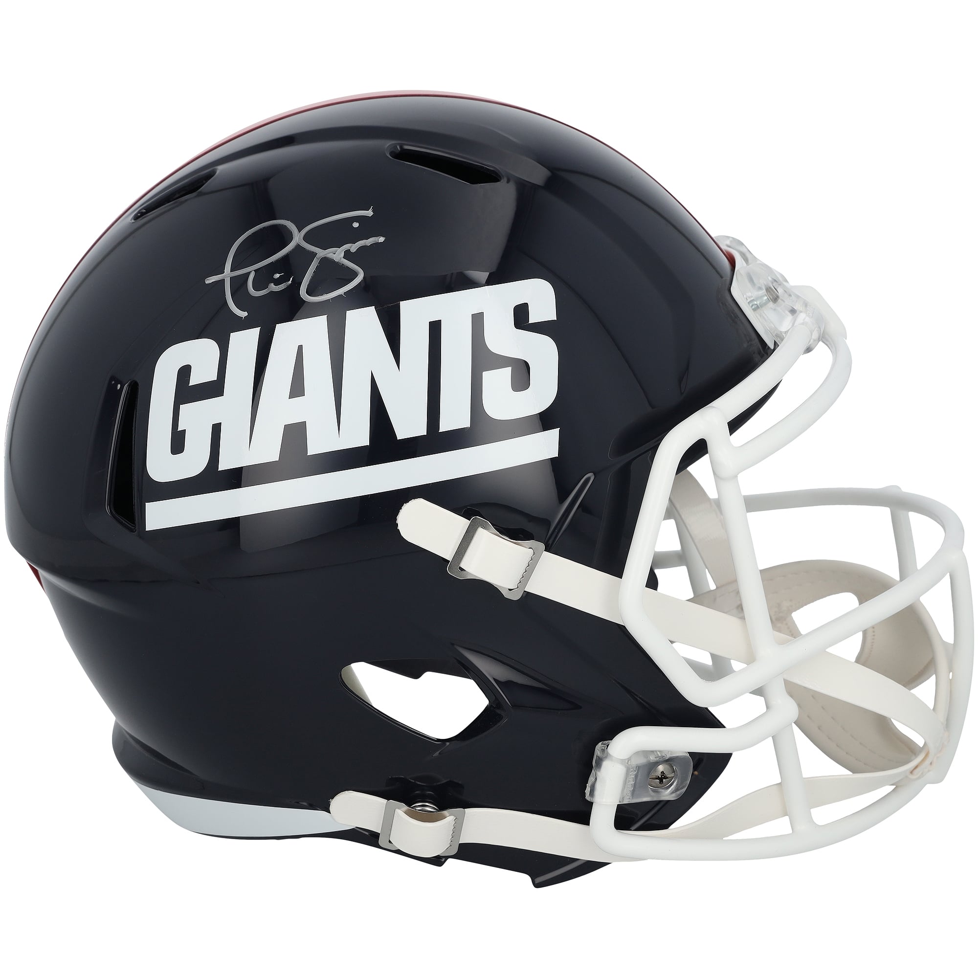 Casque réplique de vitesse rétro 1980-1999 autographié par Phil Simms des Giants de New York