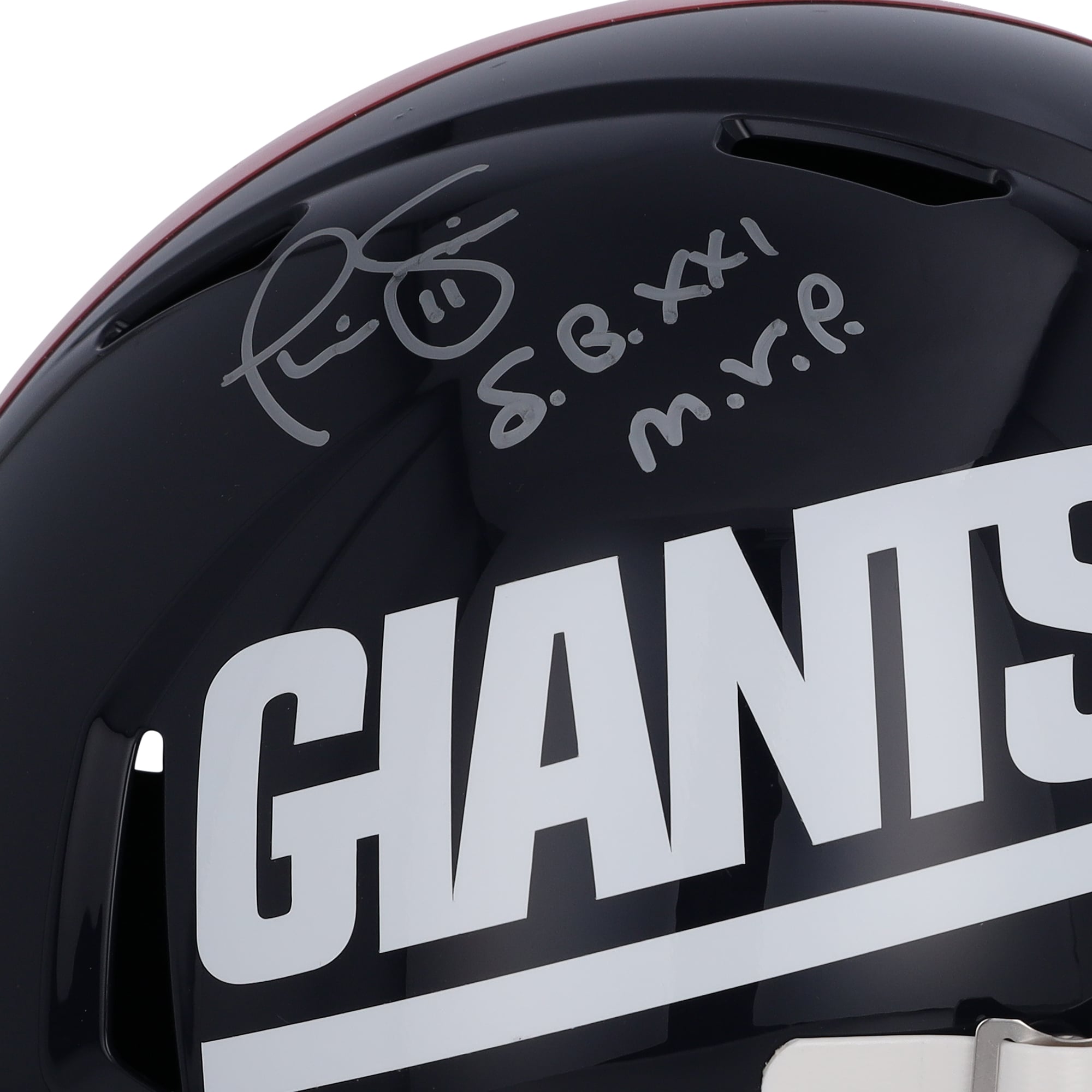 Phil Simms New York Giants Autographed Riddell 1980-99 Throwback Speed Replica Helmet with "S.B. XXI M.V.P." Inscription