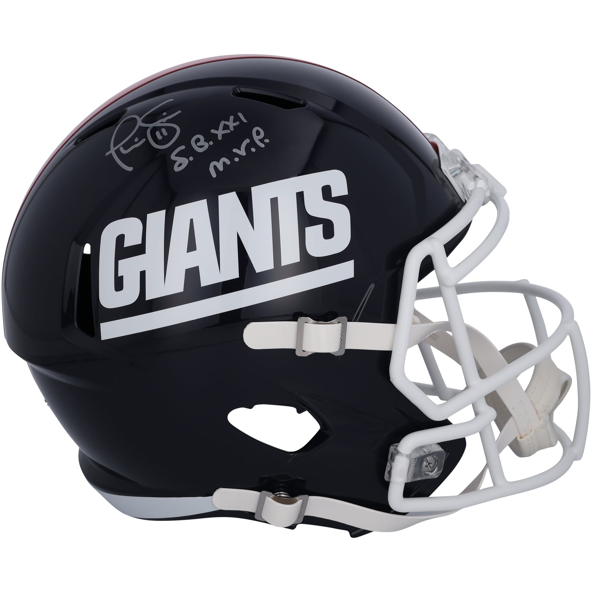 Phil Simms New York Giants Autographed Riddell 1980-99 Throwback Speed Replica Helmet with "S.B. XXI M.V.P." Inscription