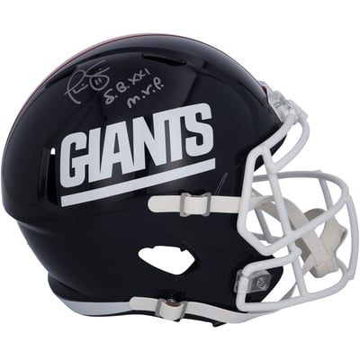 Phil Simms New York Giants Autographed Fanatics Authentic Riddell 1980-99 Throwback Speed Replica Helmet with "S.B. XXI M.V.P." Inscription