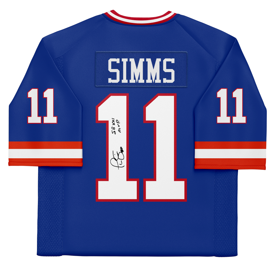 Phil Simms New York Giants Autographed Royal Mitchell & Ness Legacy Jersey with "SB XXI MVP" Inscription