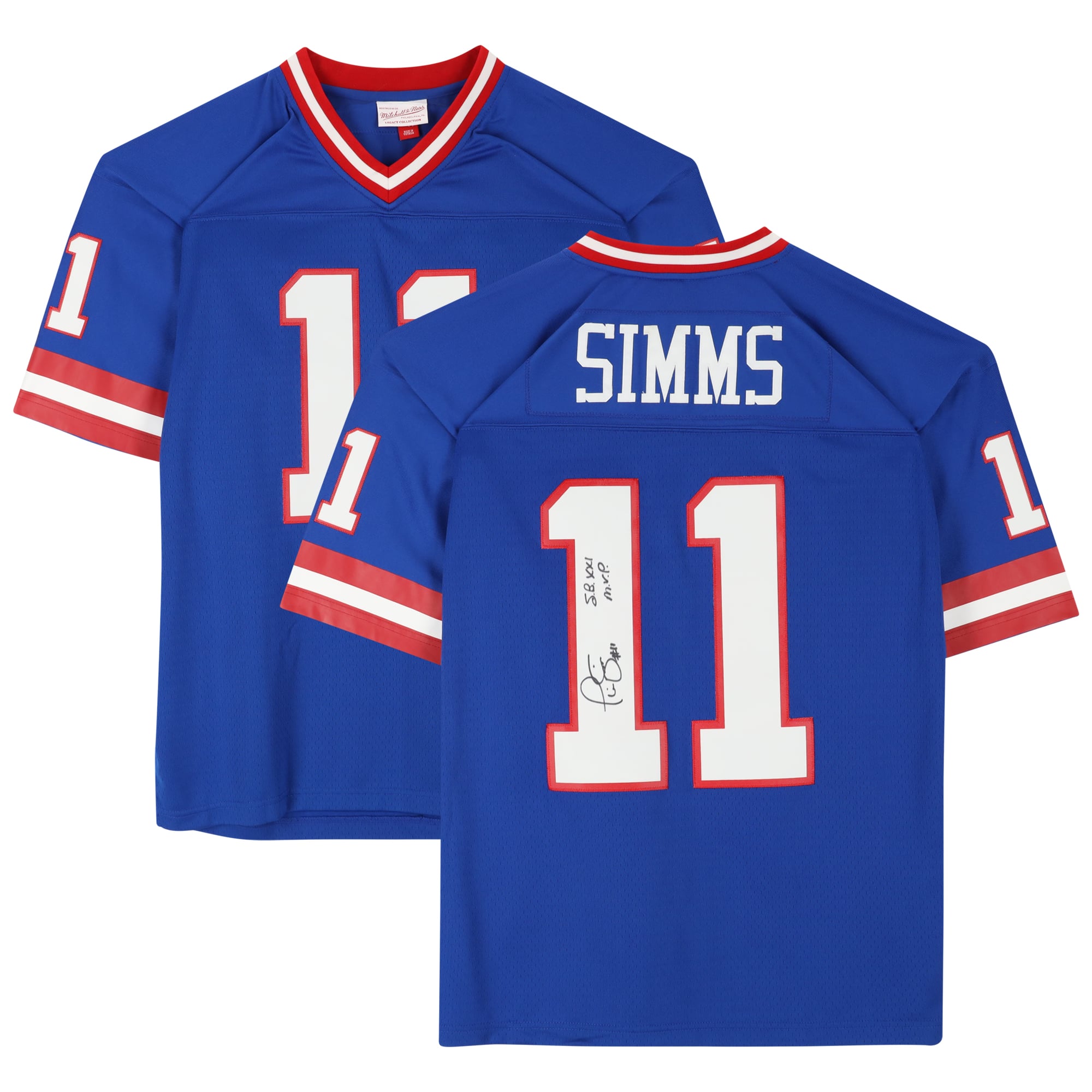 Phil Simms New York Giants Autographed Royal Mitchell & Ness Legacy Jersey with "SB XXI MVP" Inscription