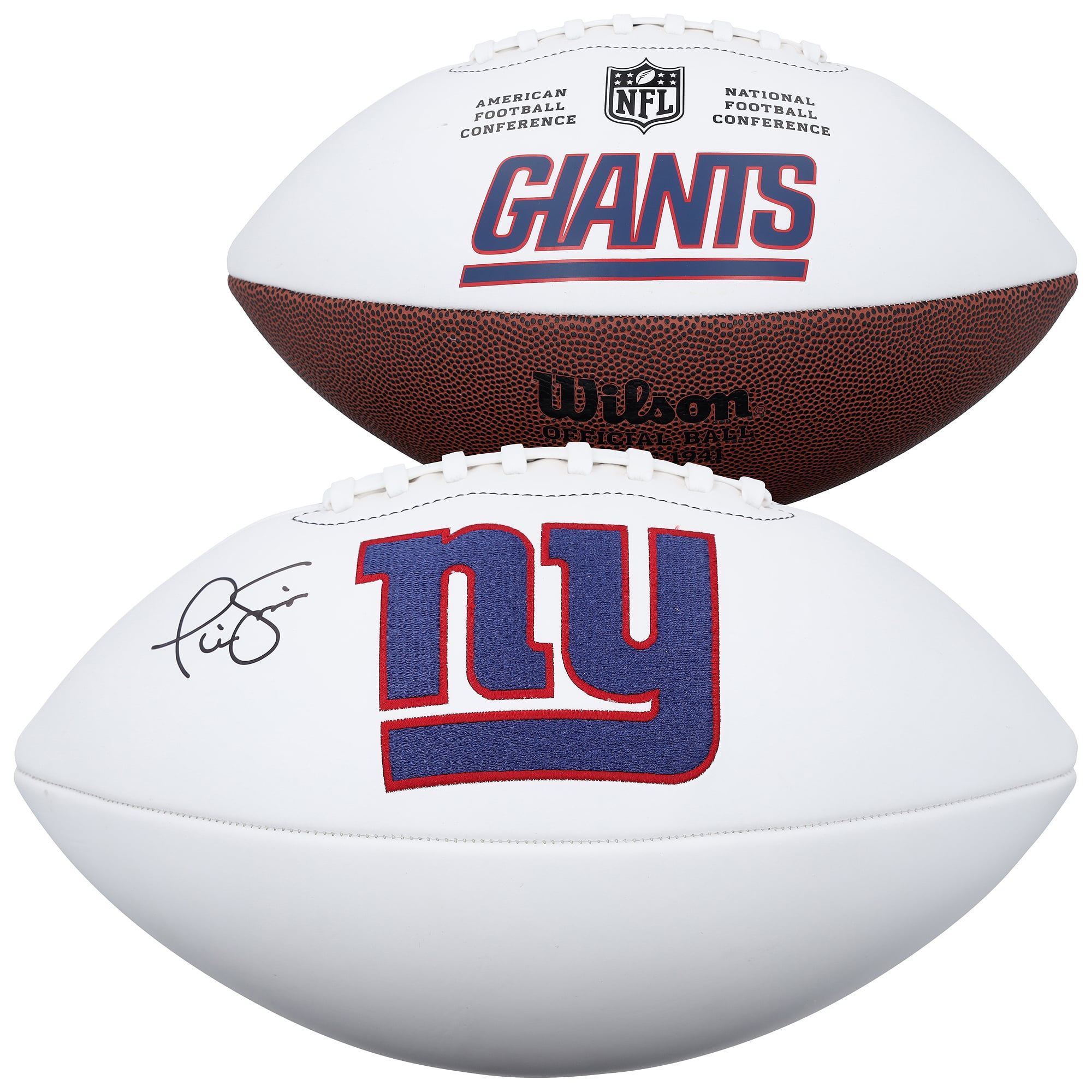 Ballon de football américain Wilson White Panel autographié par Phil Simms des Giants de New York