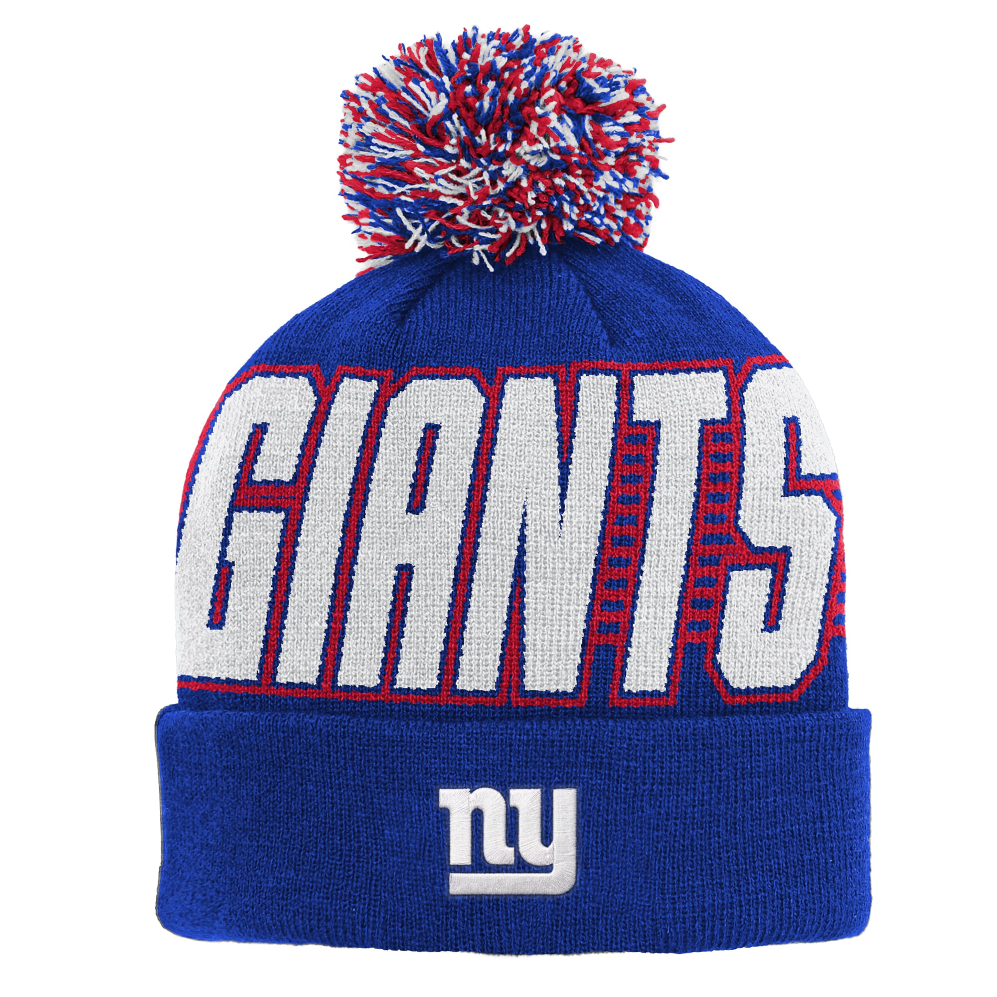 Bonnet tricoté à revers avec pompon Outerstuff Royal New York Giants pour enfants d'âge préscolaire