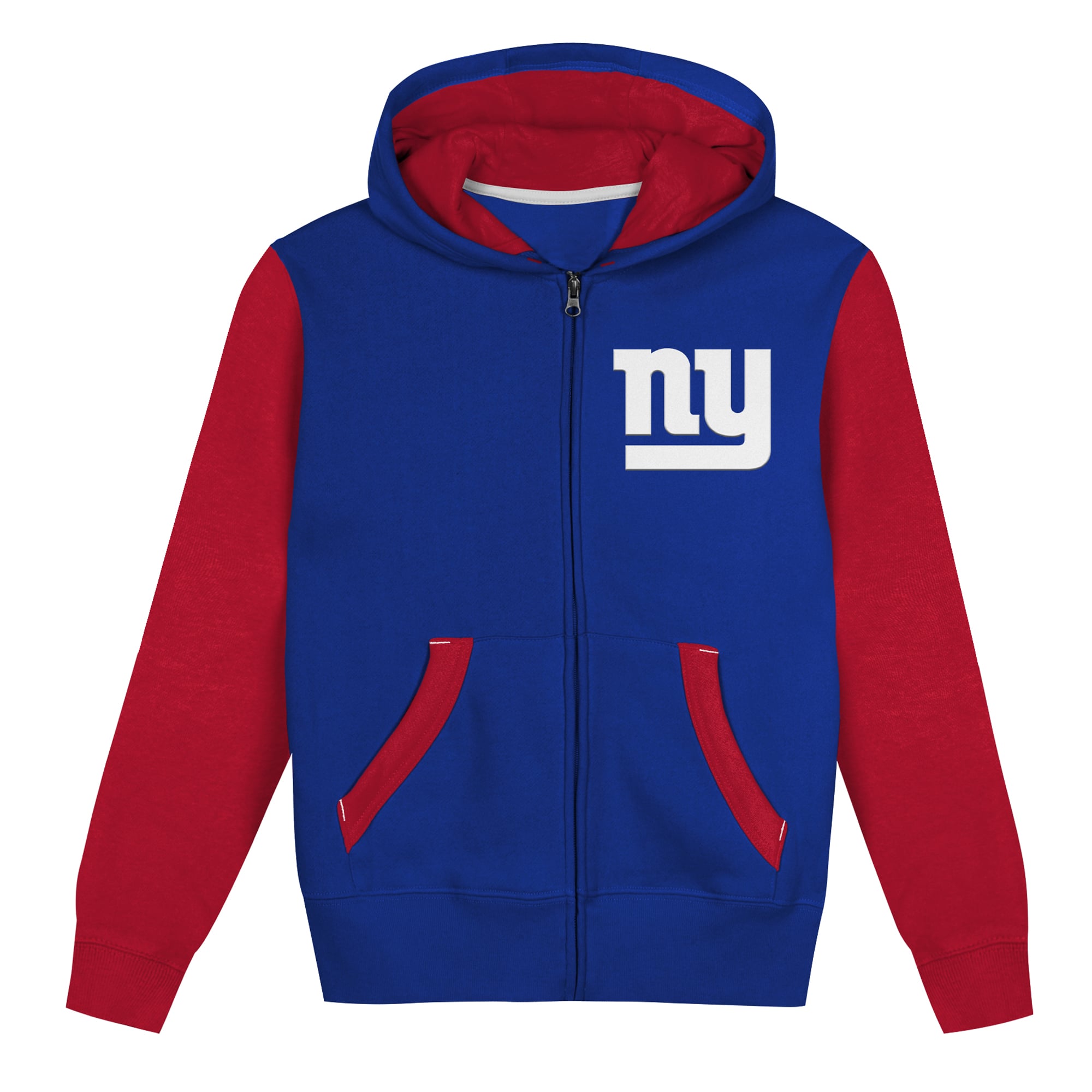 Sweat à capuche zippé Outerstuff bleu roi/rouge New York Giants Stadium pour enfants d'âge préscolaire