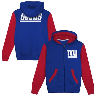  New York Giants Outerstuff  Preschool Stadium Colorblock Full-Zip Hoodie - Royal/Red