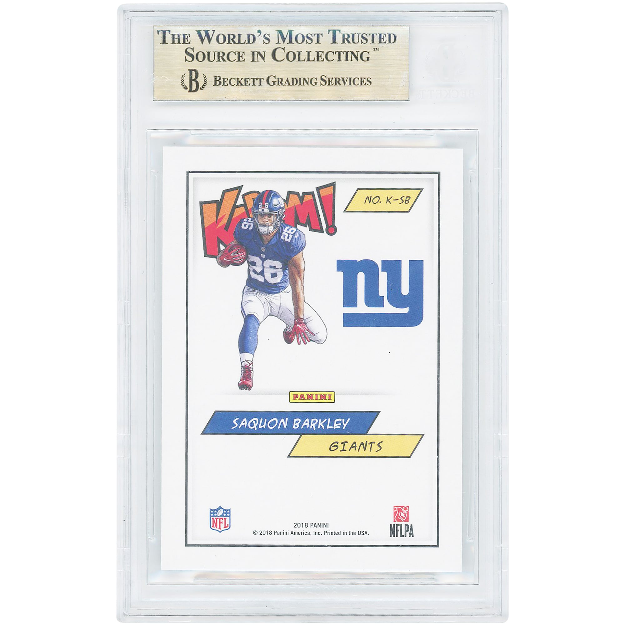 Saquon Barkley New York Giants 2018 Panini Kaboom #K-SB BGS Authenticated 9.5 Rookie Card - 10,9.5,9.5,9.5 Subgrades