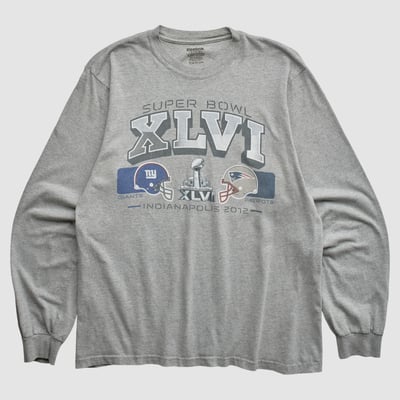 Super Bowl XLVI Reebok 2012 Long Sleeve T-shirt - Heather Gray - M by Fanatics Real Vintage