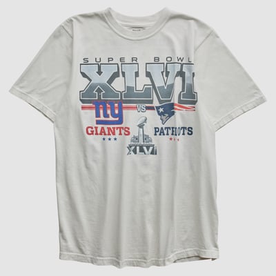 Super Bowl XLVI Reebok 2012 T-shirt - White - S by Fanatics Real Vintage